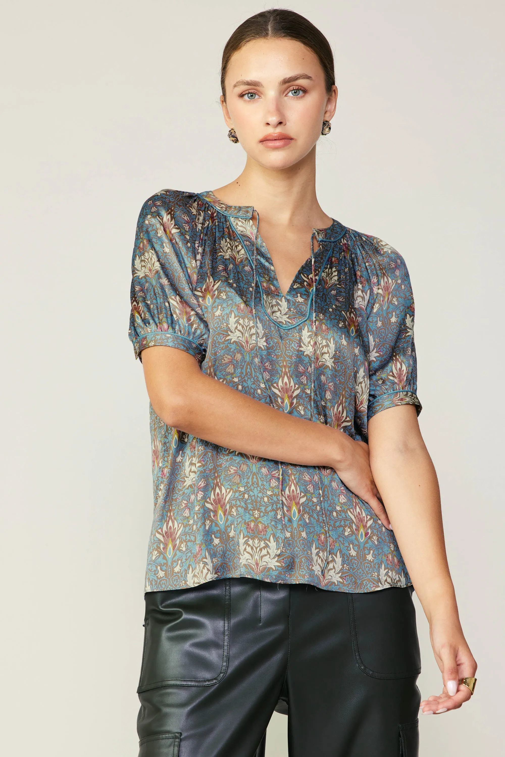 Floral Nouveau Split Neck Blouse sold by Current Air product image thumbnail 4