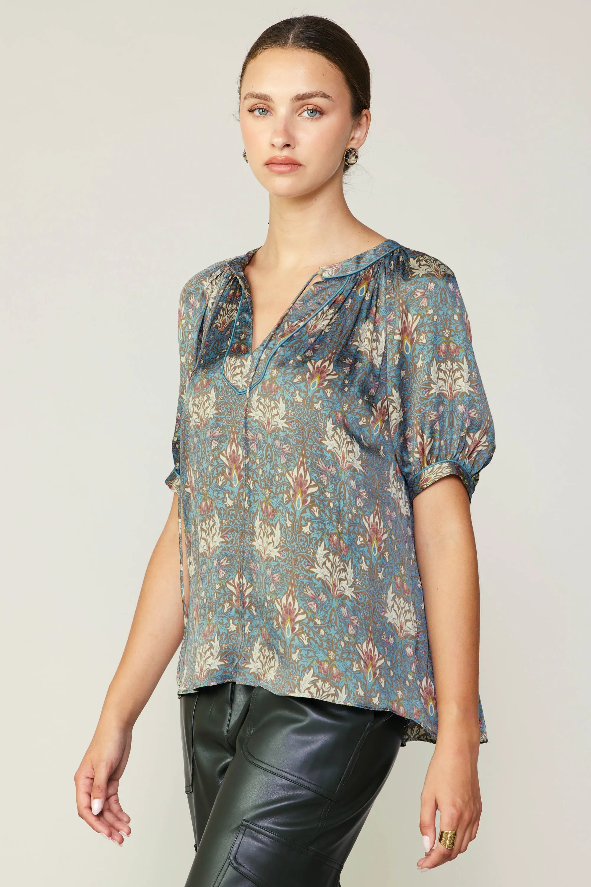 Floral Nouveau Split Neck Blouse sold by Current Air product image thumbnail 5