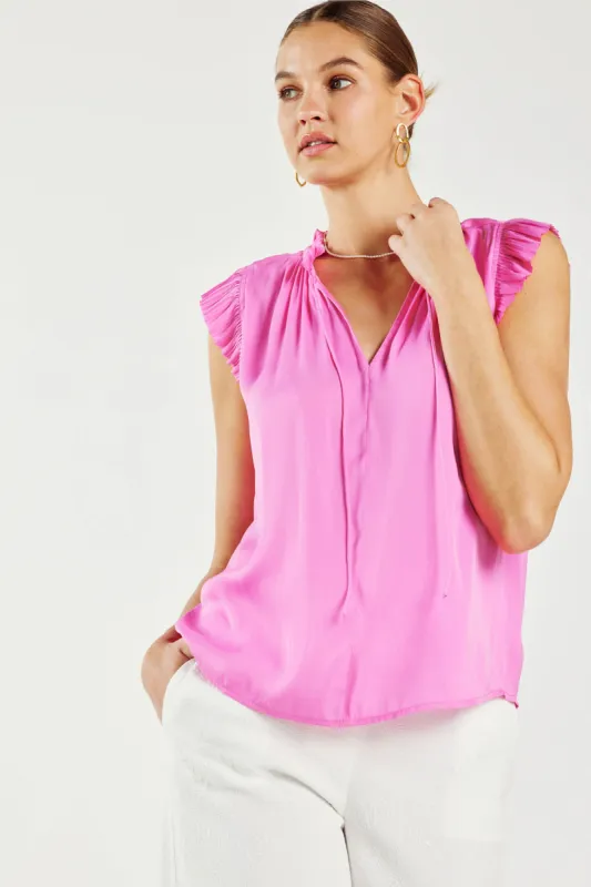 Margot Pleated Sleeve Blouse sold by Current Air