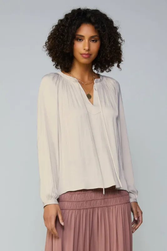 Gathered Split Neck Blouse sold by Current Air