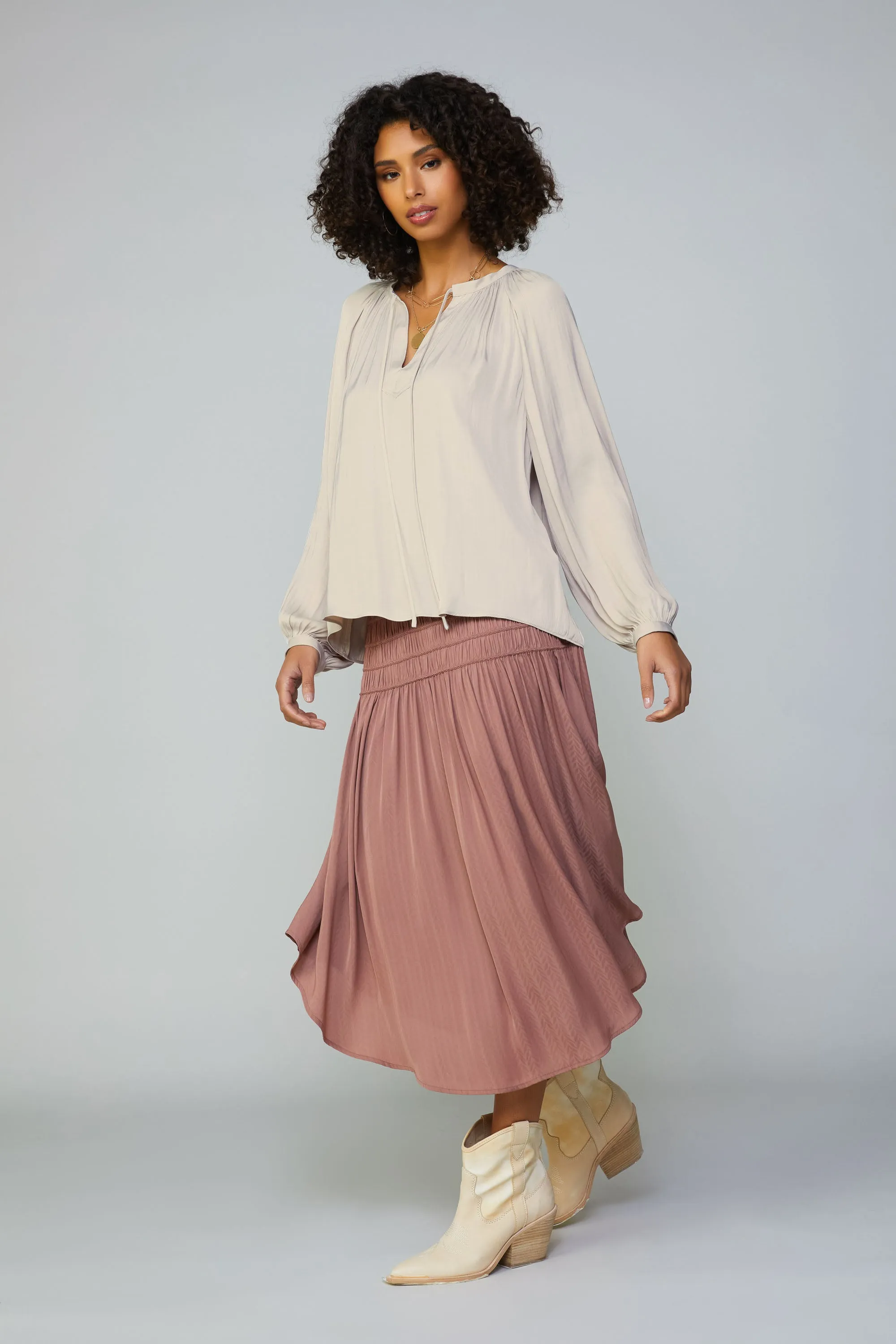 Gathered Split Neck Blouse sold by Current Air product image thumbnail 4