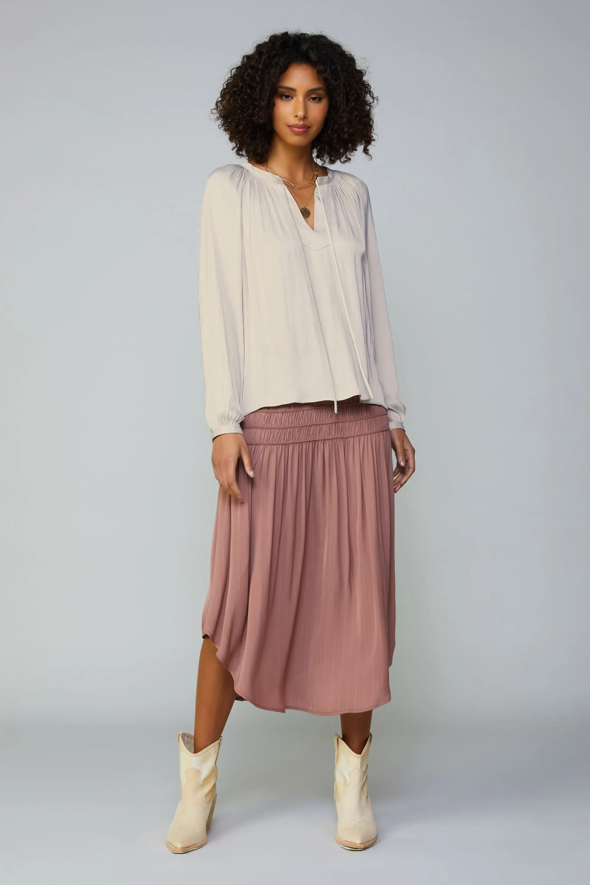 Gathered Split Neck Blouse sold by Current Air product image thumbnail 2