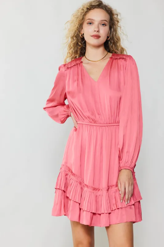 Pleat Detail Tiered Mini Dress sold by Current Air