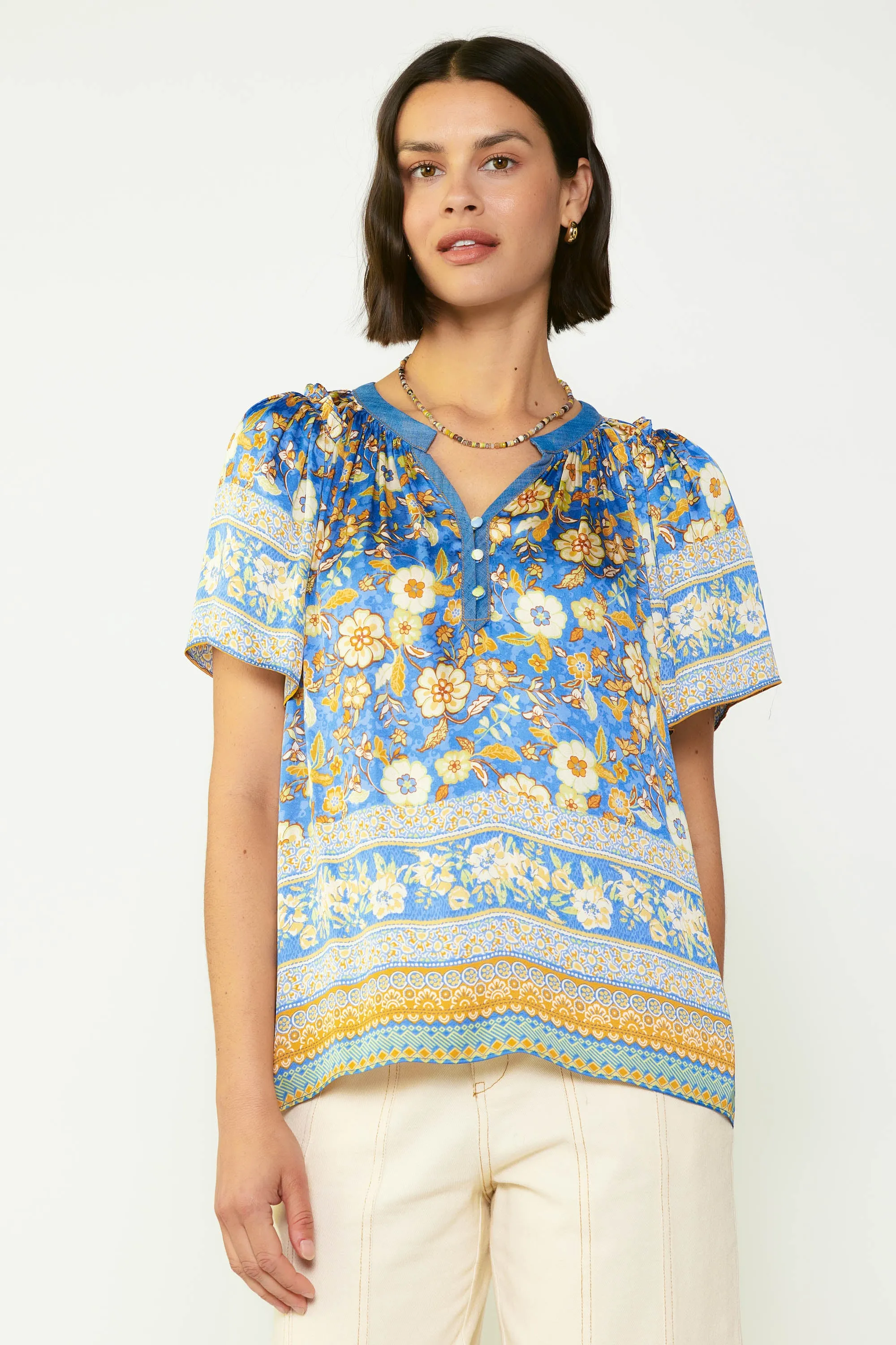 Floral Border Print Blouse sold by Current Air