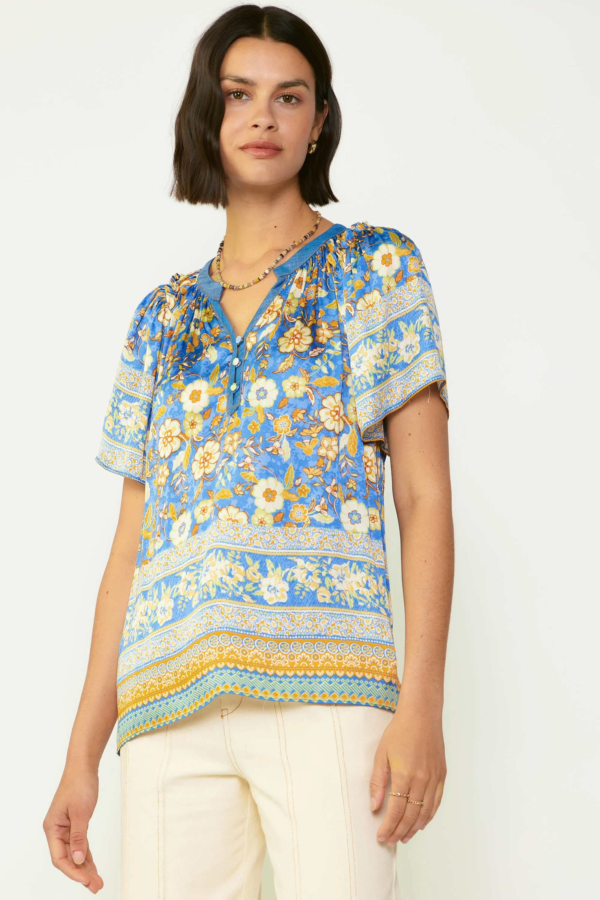 Floral Border Print Blouse sold by Current Air product image thumbnail 2