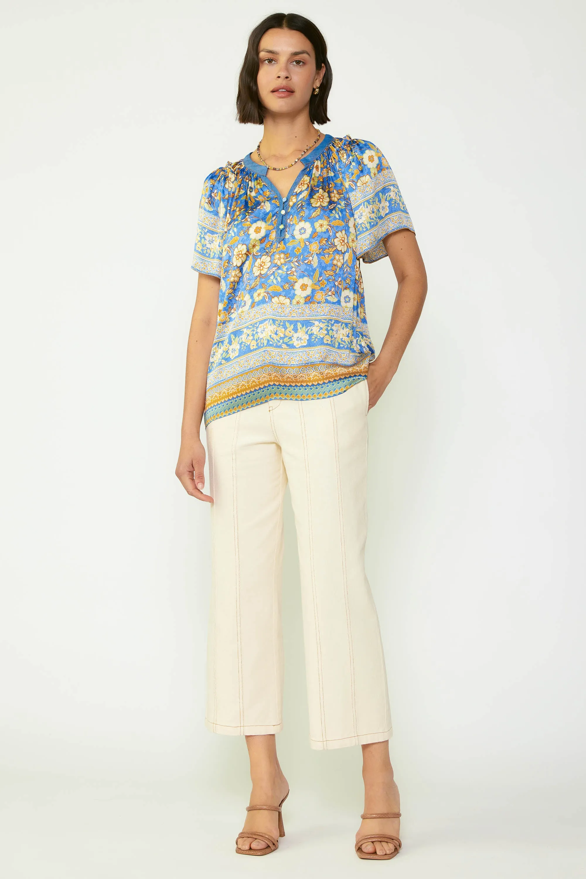 Floral Border Print Blouse sold by Current Air product image thumbnail 3