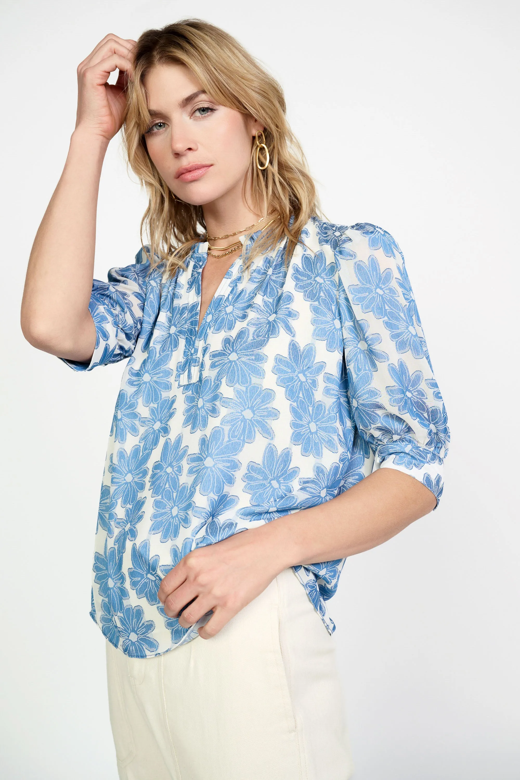Botanical Jacquard Blouse sold by Current Air product image thumbnail 4