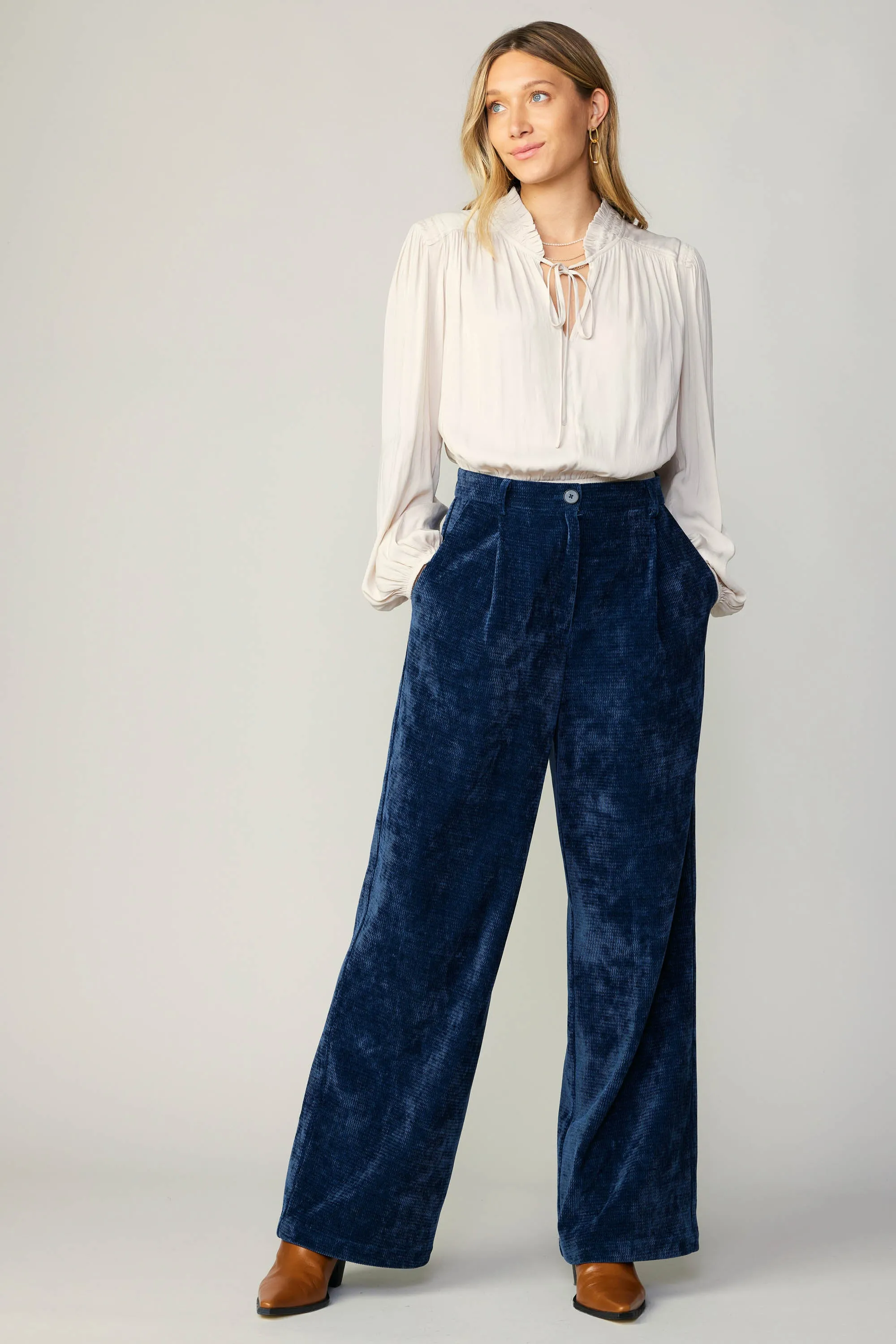Corduroy Pleated Wide Leg Pant sold by Current Air
