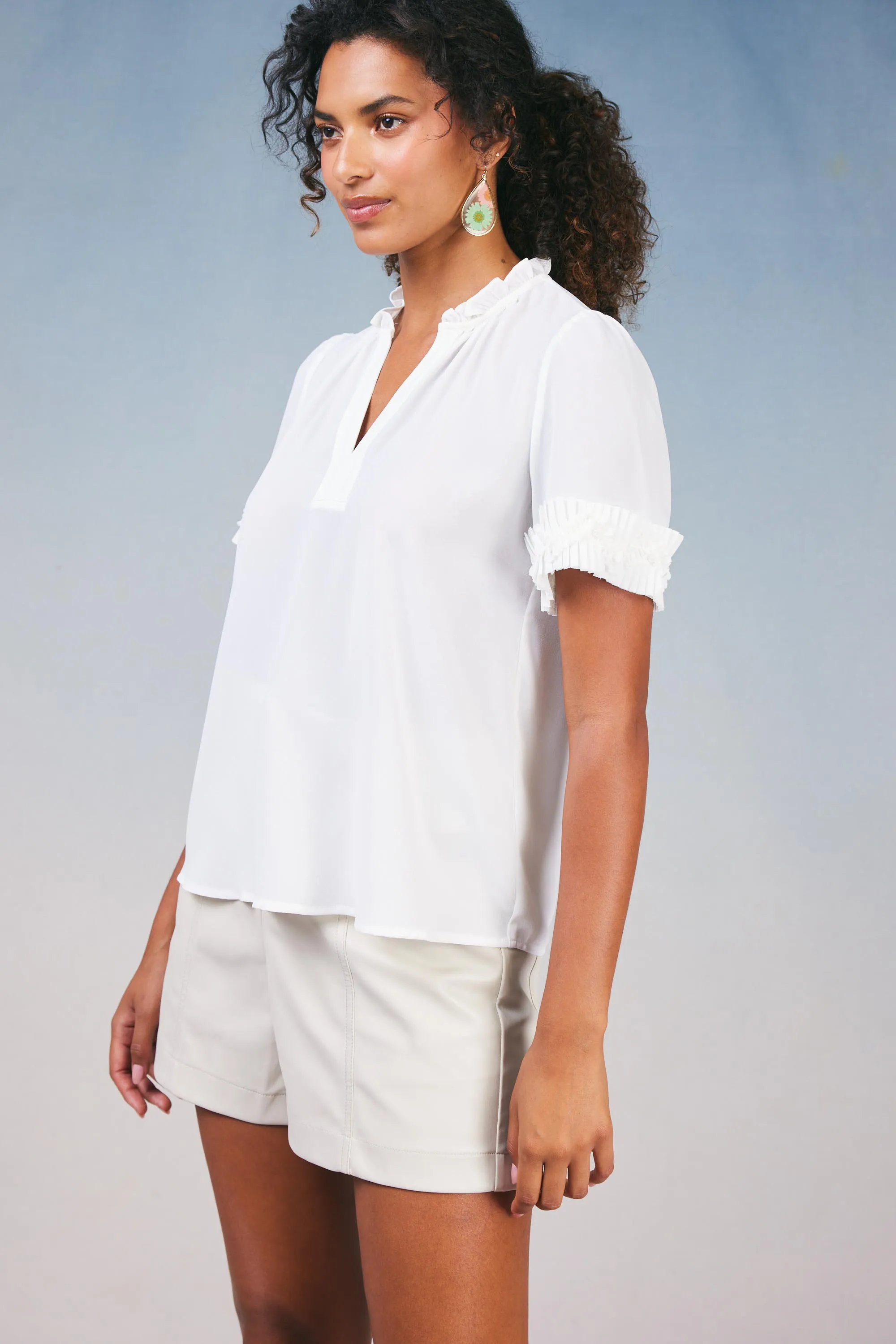 Ruffled Trim Blouse sold by Current Air product image thumbnail 3