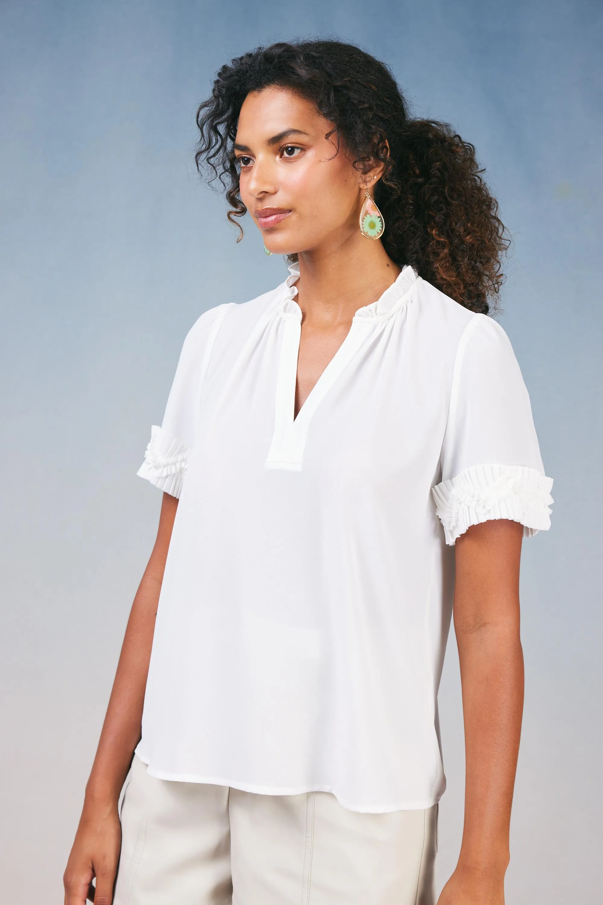 Ruffled Trim Blouse sold by Current Air product image thumbnail 5