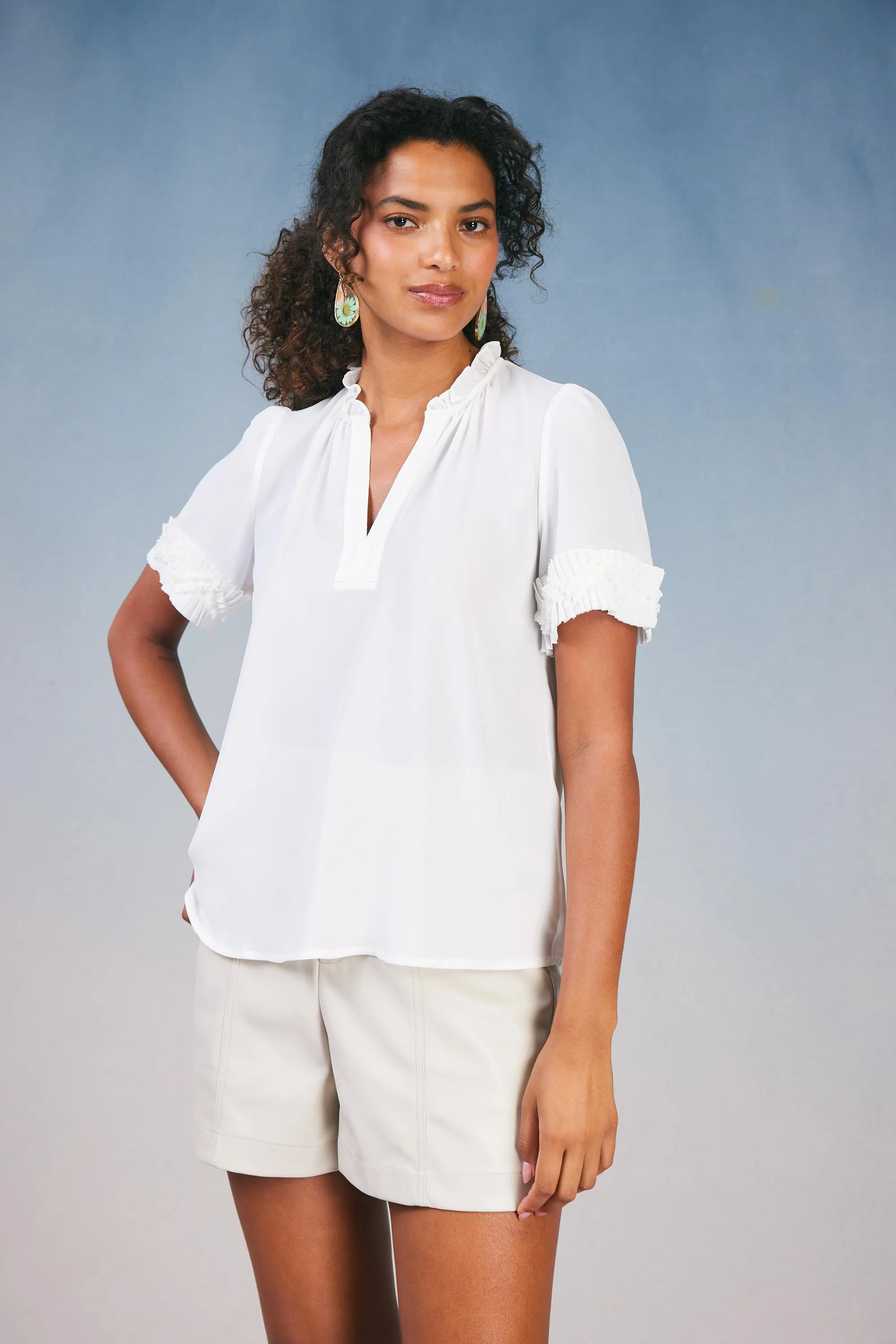 Ruffled Trim Blouse sold by Current Air