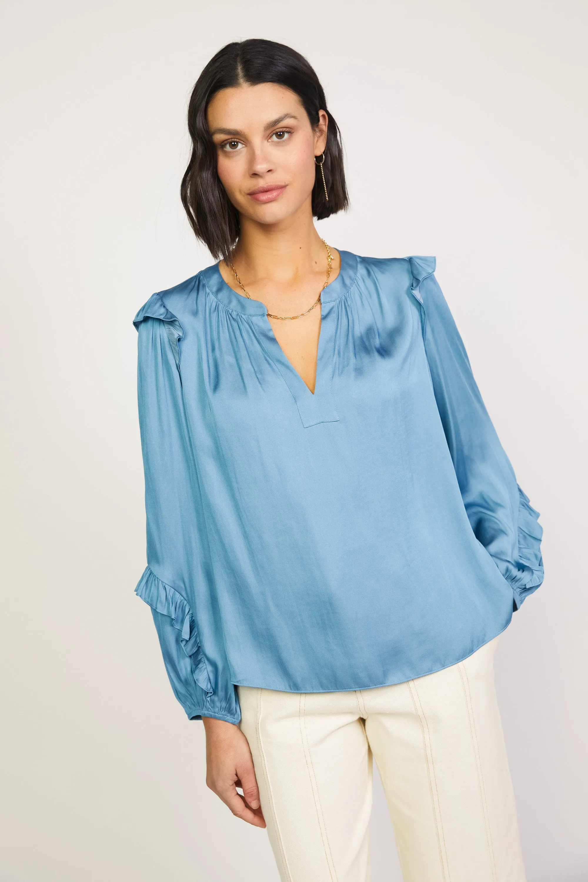 Ruffle Trim Blouse sold by Current Air