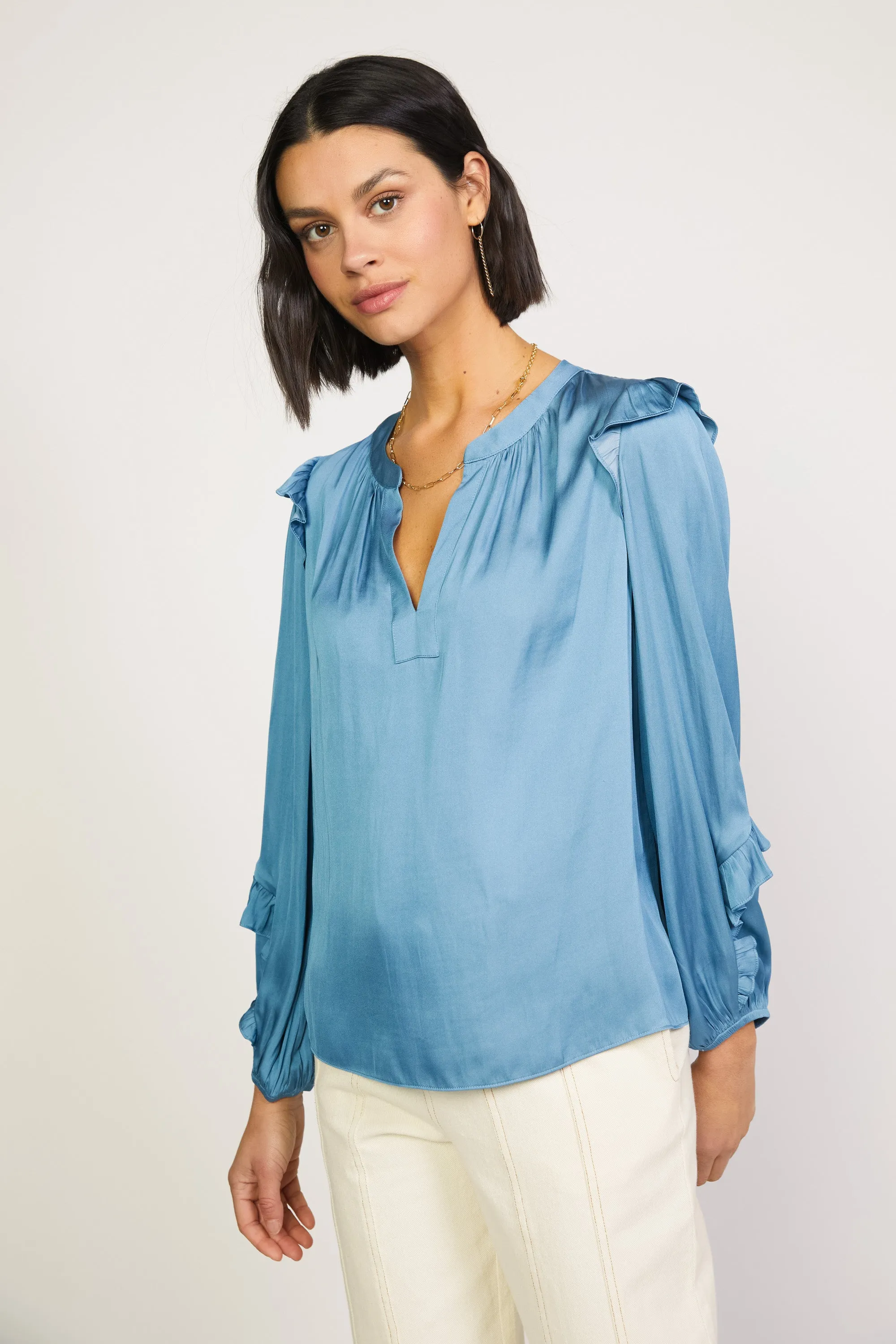 Ruffle Trim Blouse sold by Current Air product image thumbnail 2