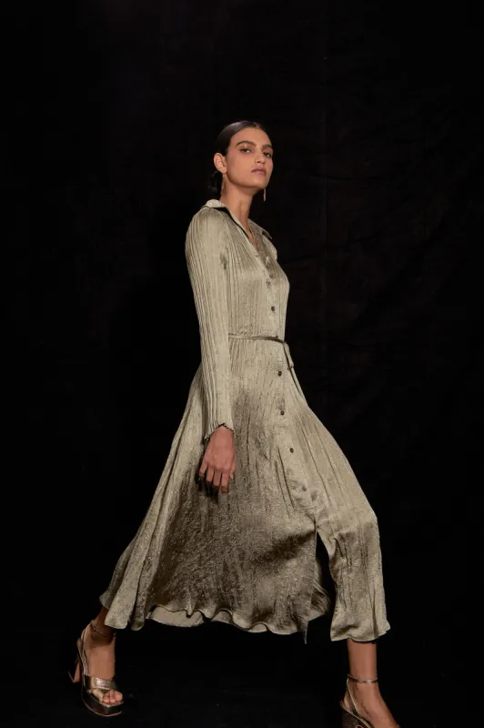 Plisse Button Down Dress made by Current Air