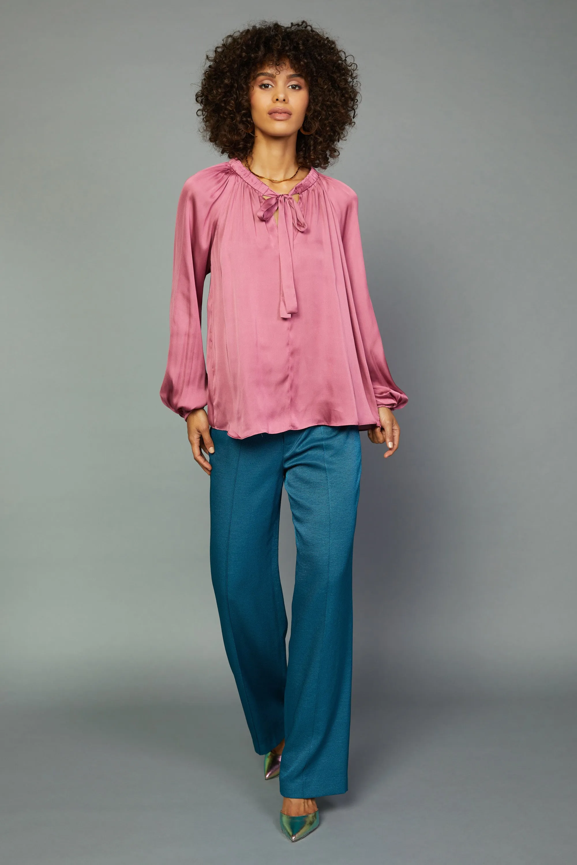 Gathered Bow Tie Blouse sold by Current Air product image thumbnail 4