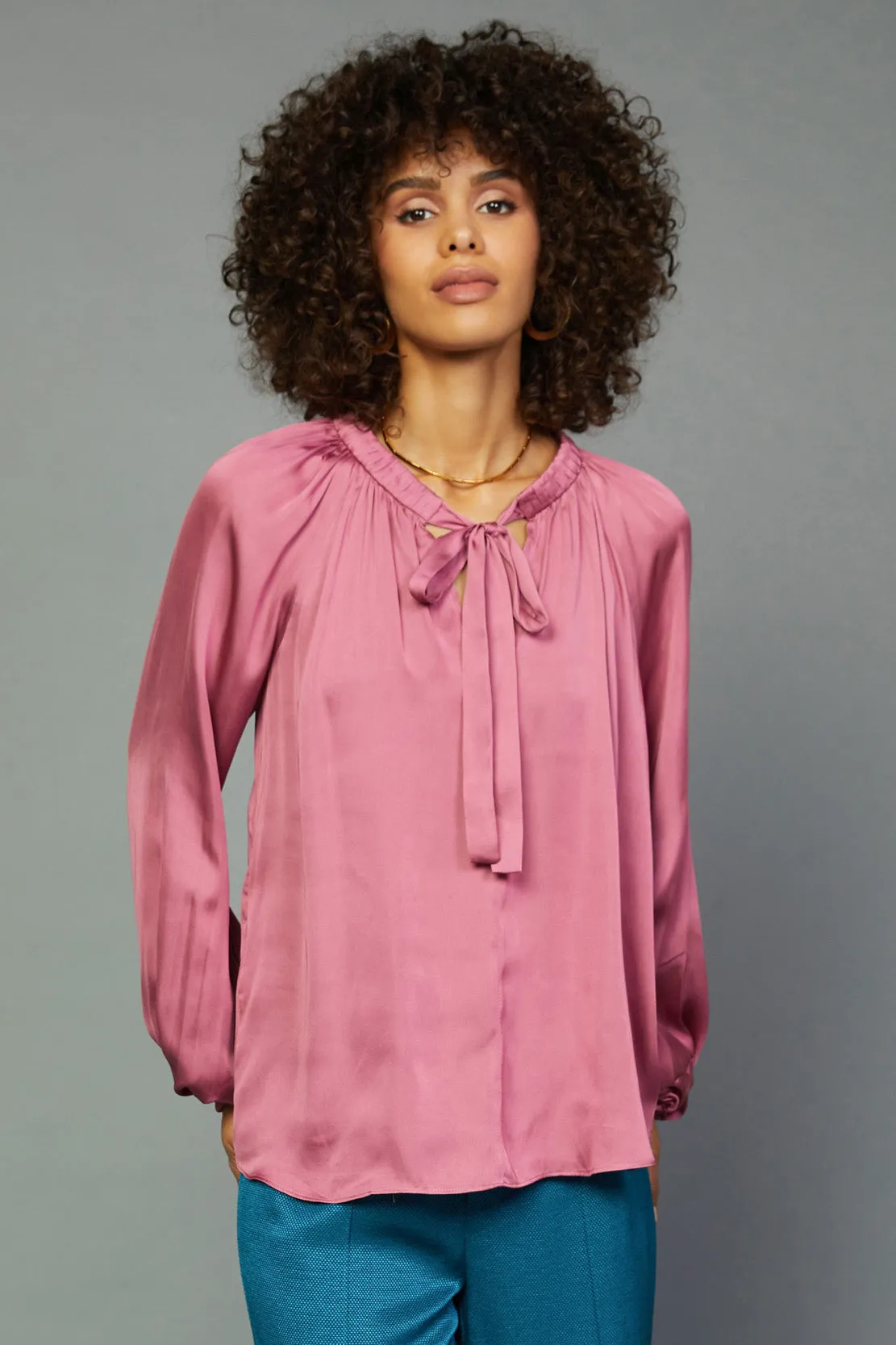 Gathered Bow Tie Blouse sold by Current Air