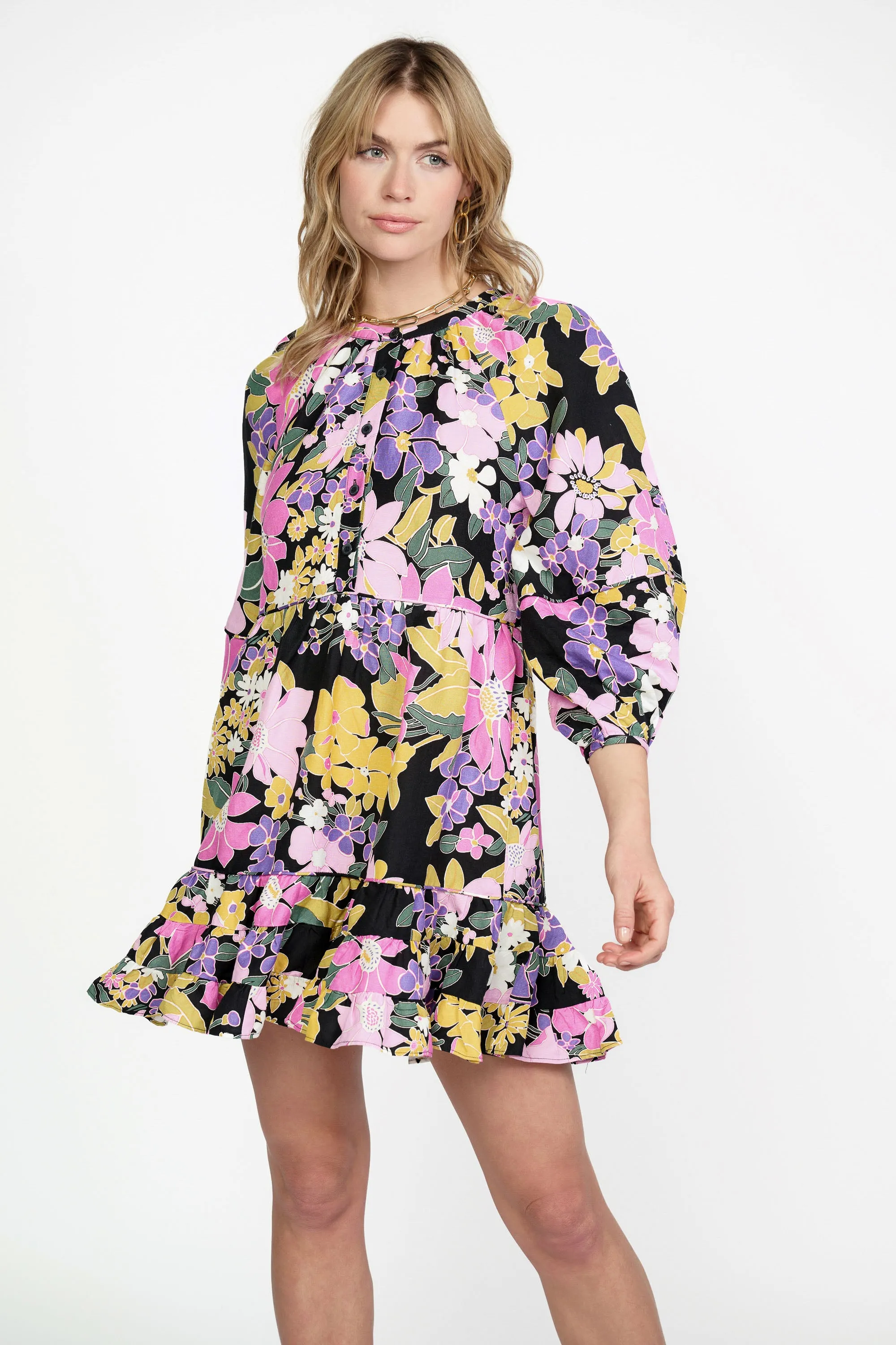 Vintage Floral Tiered Mini Dress sold by Current Air product image thumbnail 3
