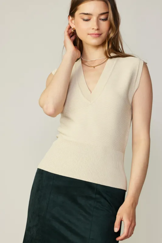 Ribbed Collar Sweater Vest sold by Current Air