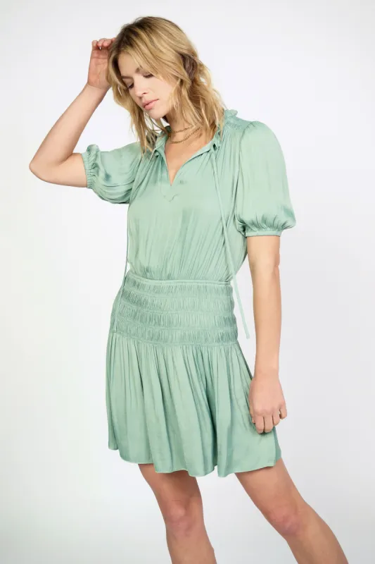 Gaia Smocked Mini Dress sold by Current Air