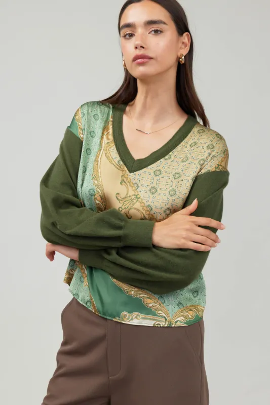 Contrast Print Sweater Top sold by Current Air