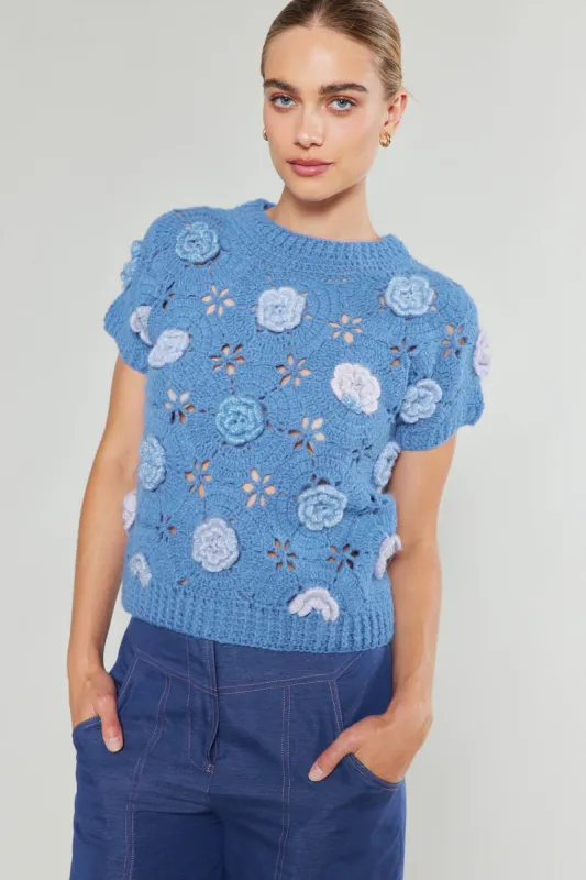 3D Floral Crochet Top sold by Current Air