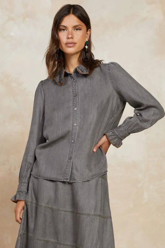 Chambray Button Down Blouse sold by Current Air