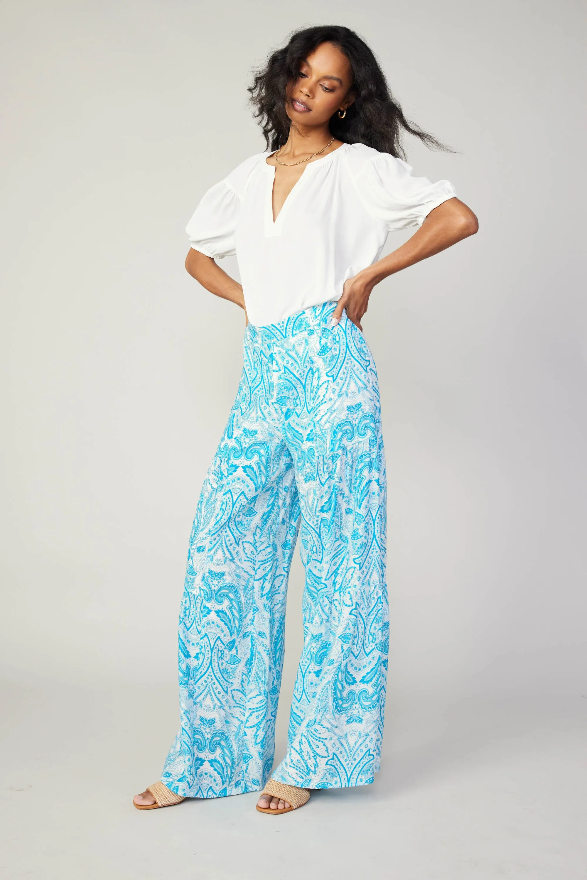 Short Sleeve Split Neck Blouse sold by Current Air product image thumbnail 3