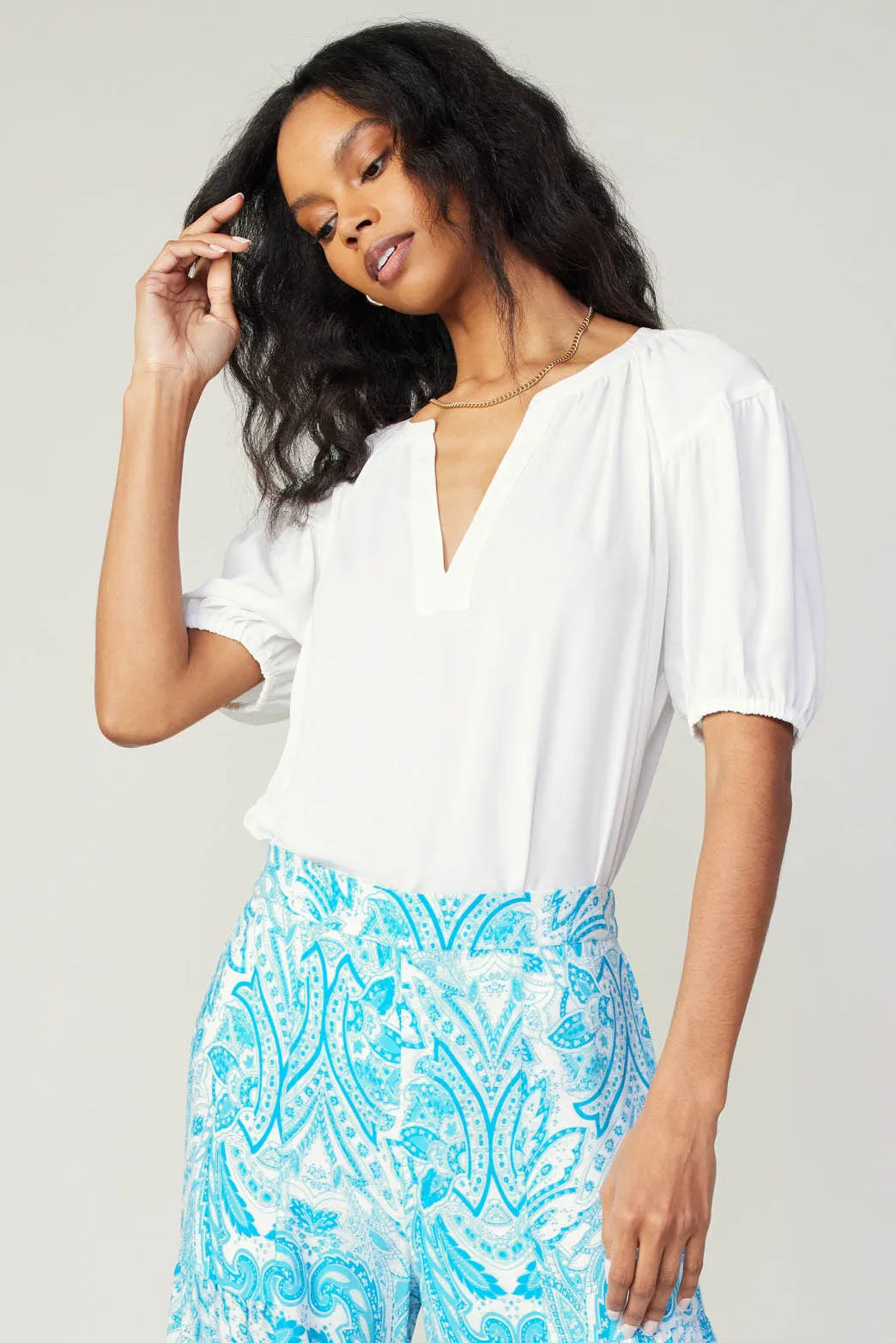 Short Sleeve Split Neck Blouse sold by Current Air