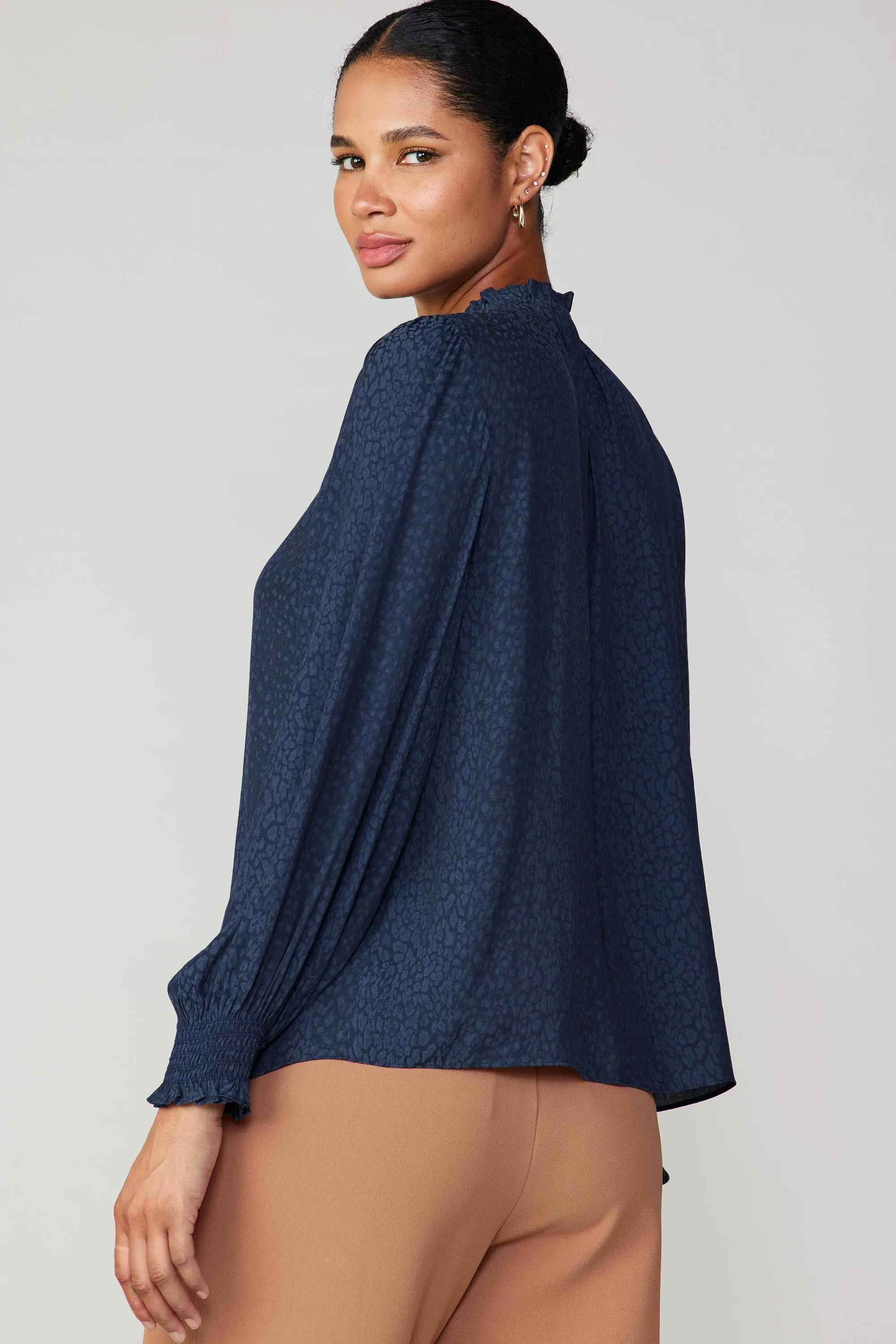 Jacquard Ruffled Neck Blouse sold by Current Air product image thumbnail 4