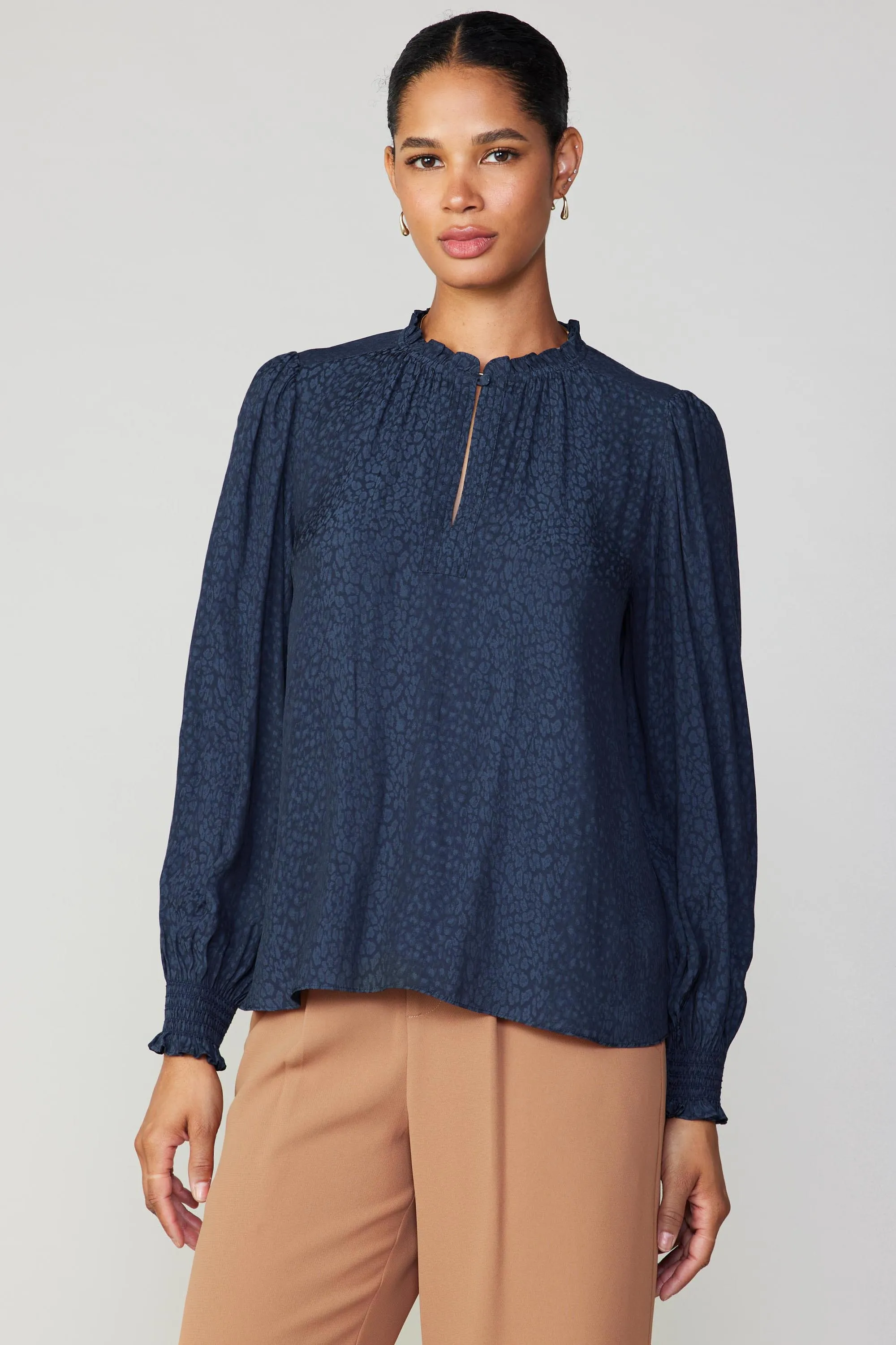 Jacquard Ruffled Neck Blouse sold by Current Air product image thumbnail 2