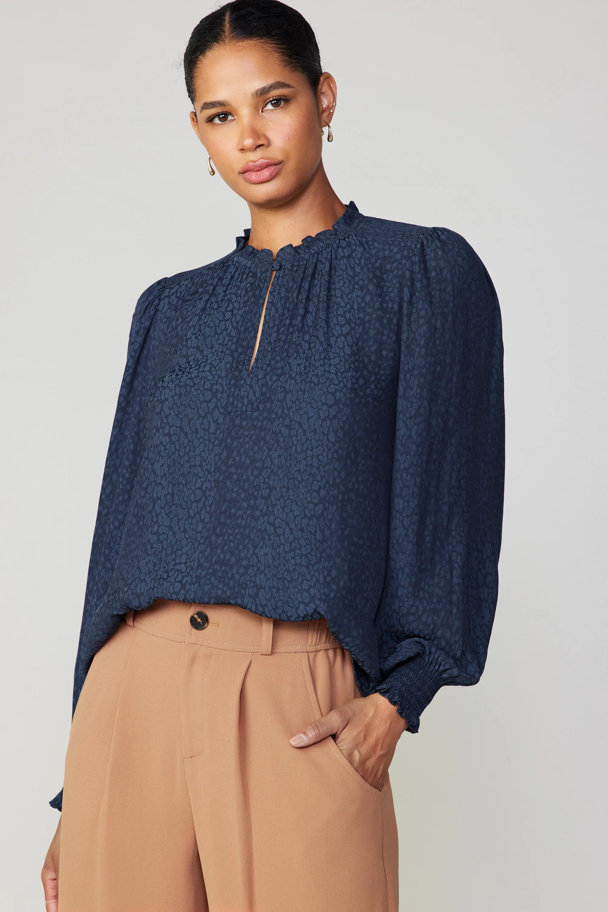 Jacquard Ruffled Neck Blouse sold by Current Air product image thumbnail 3