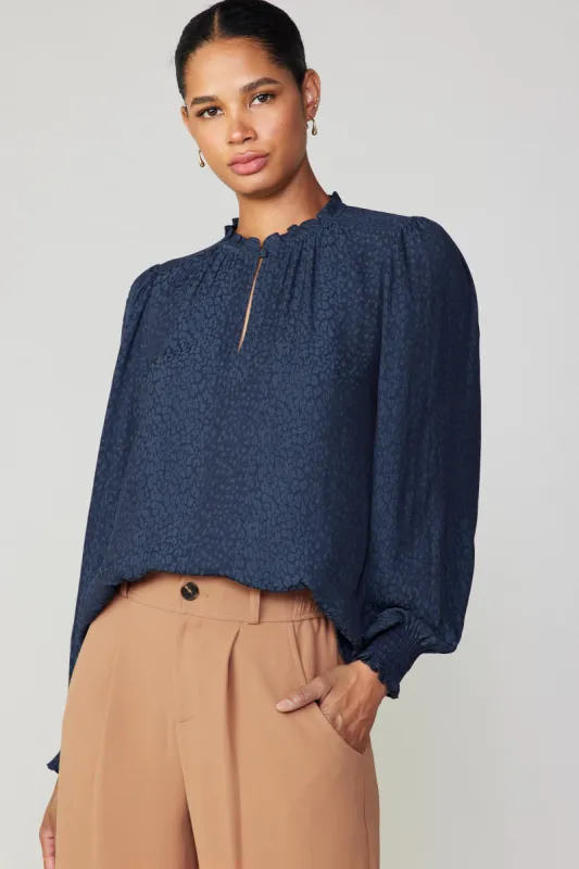 Jacquard Ruffled Neck Blouse sold by Current Air