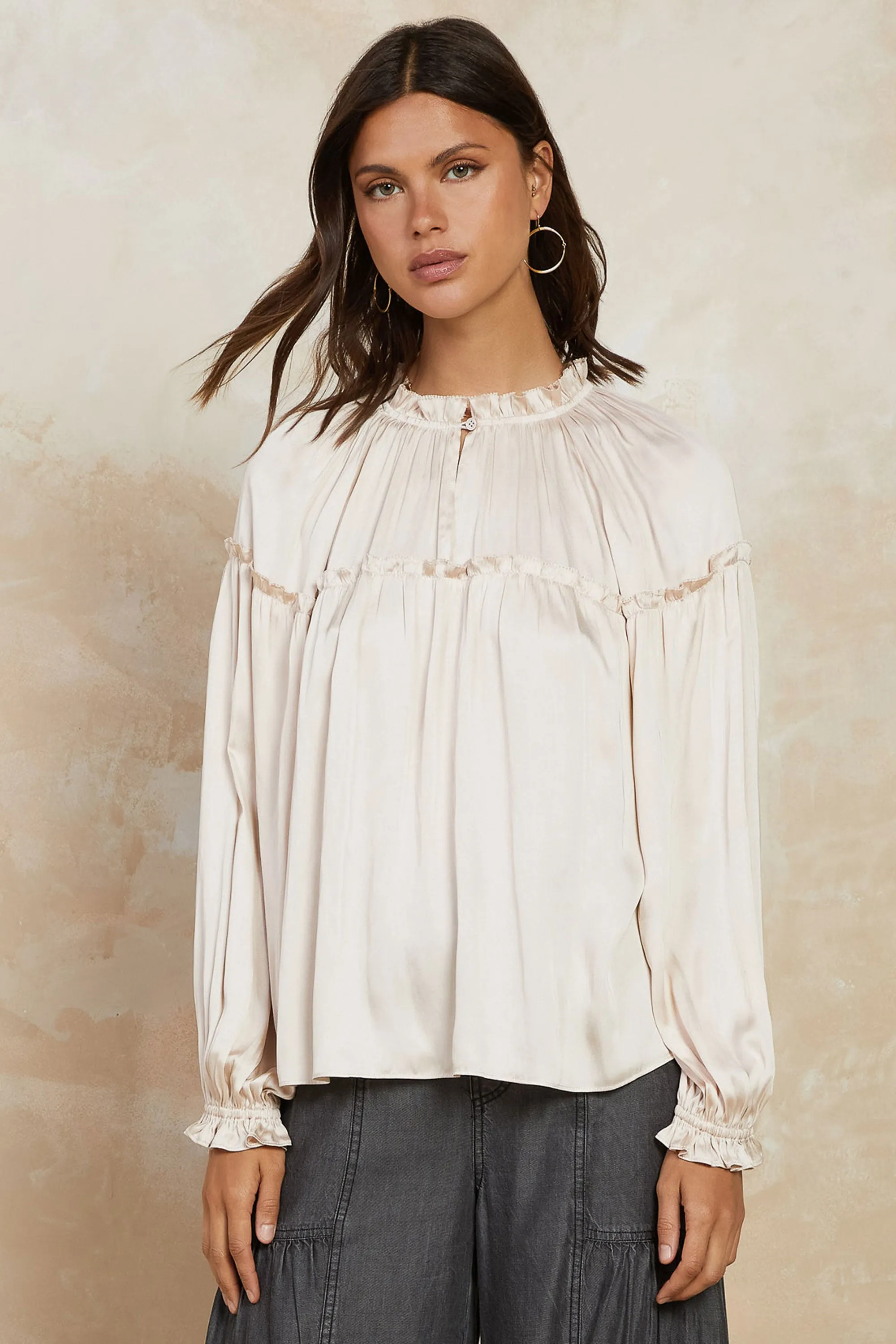 Picot Ruffled Blouse sold by Current Air