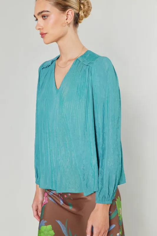 Pleated Ruffled Yoke Blouse sold by Current Air