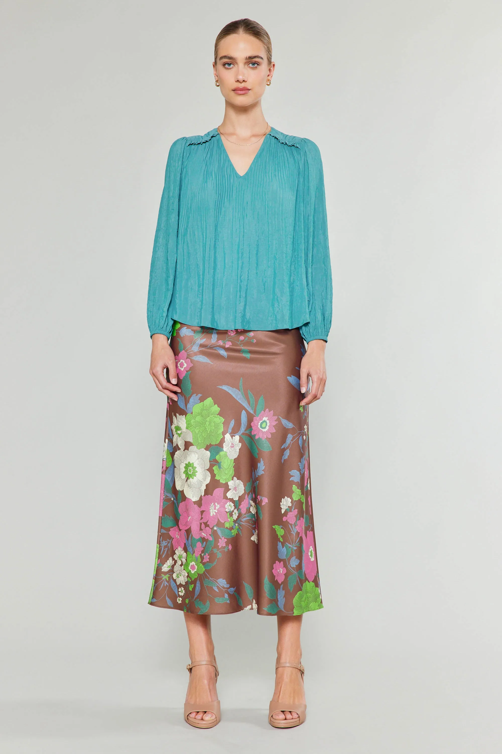 Pleated Ruffled Yoke Blouse sold by Current Air product image thumbnail 2