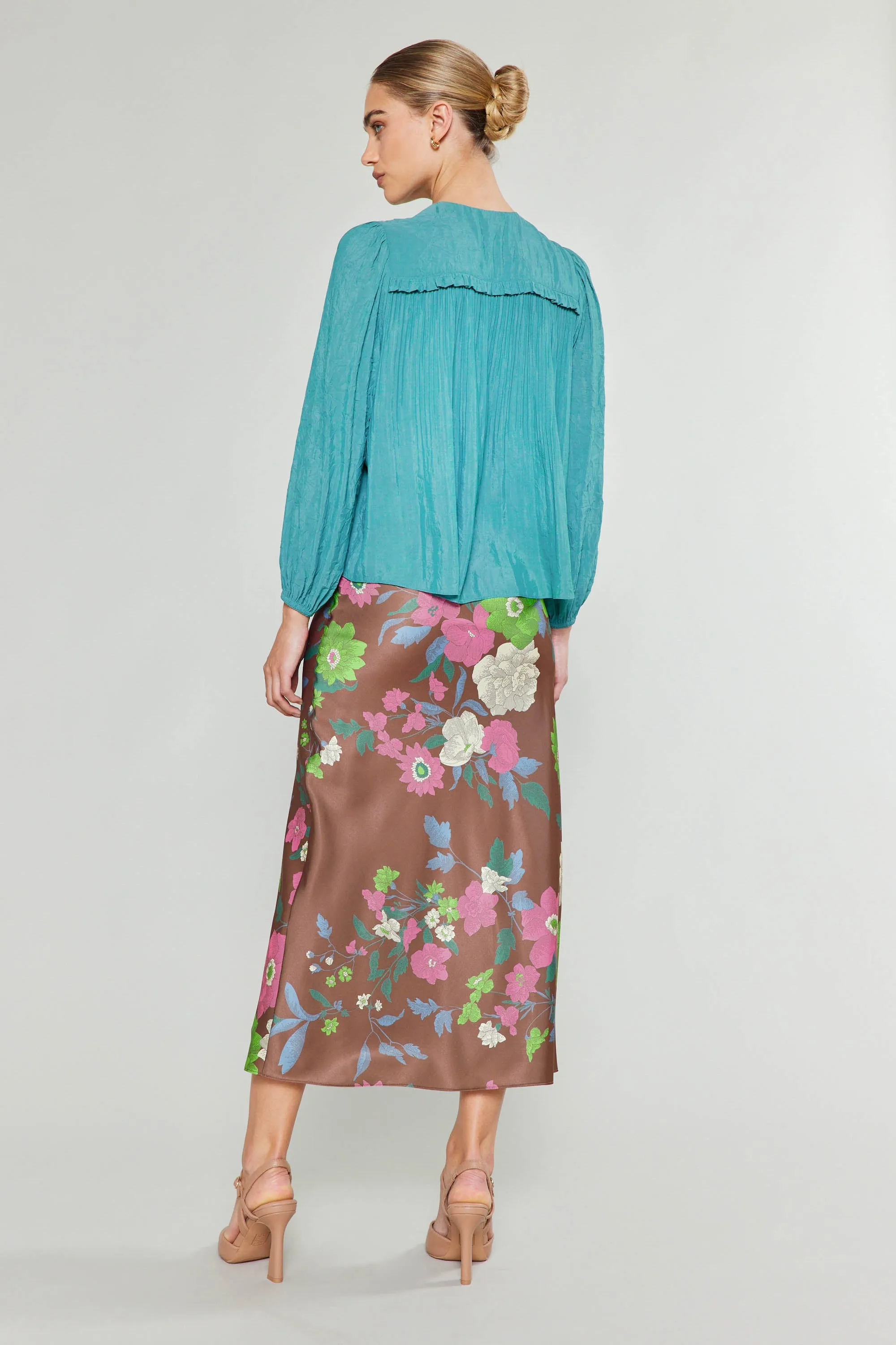 Pleated Ruffled Yoke Blouse sold by Current Air product image thumbnail 4