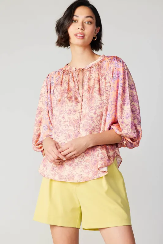 Floral Cuffed Sleeve Blouse sold by Current Air