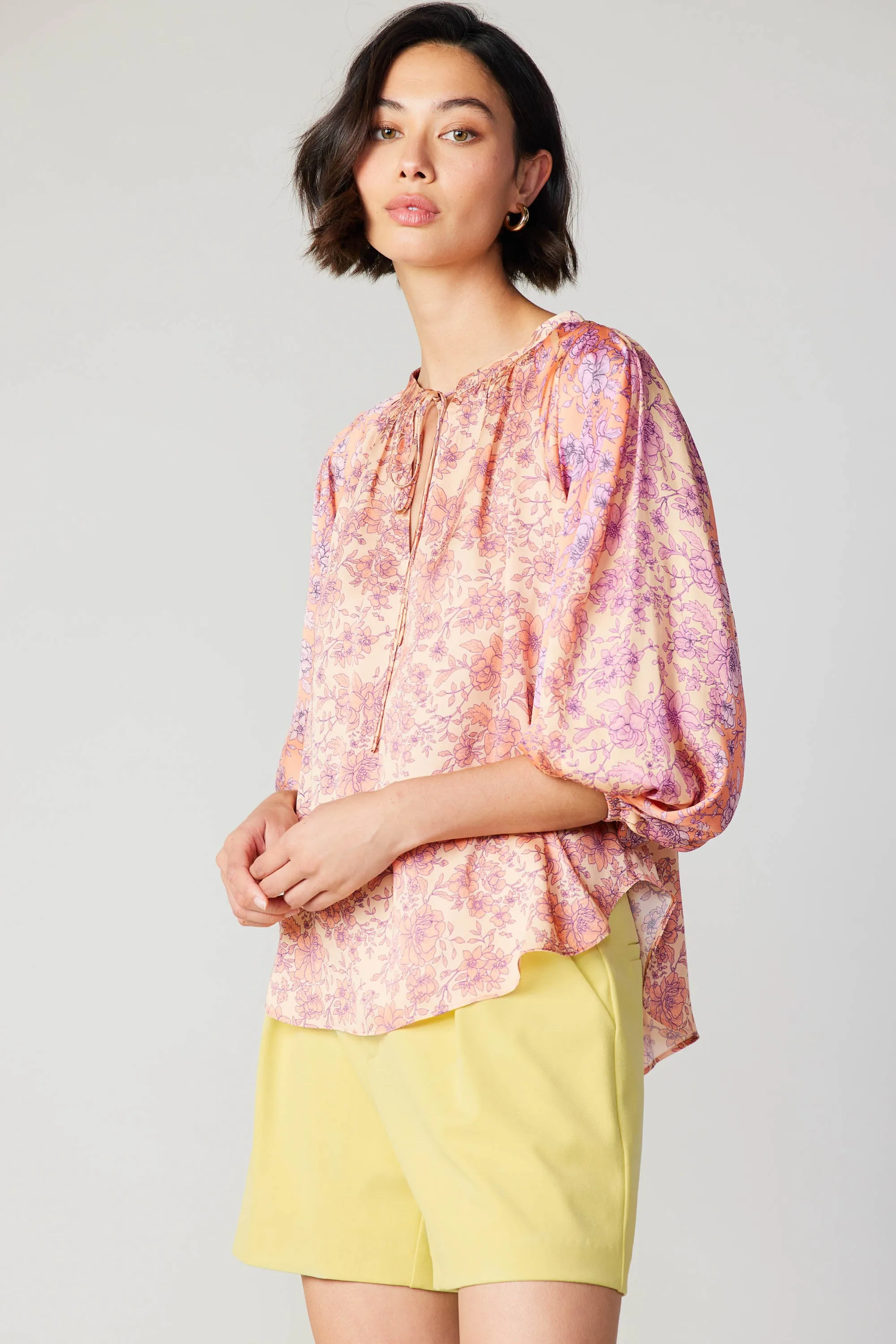 Floral Cuffed Sleeve Blouse sold by Current Air product image thumbnail 4