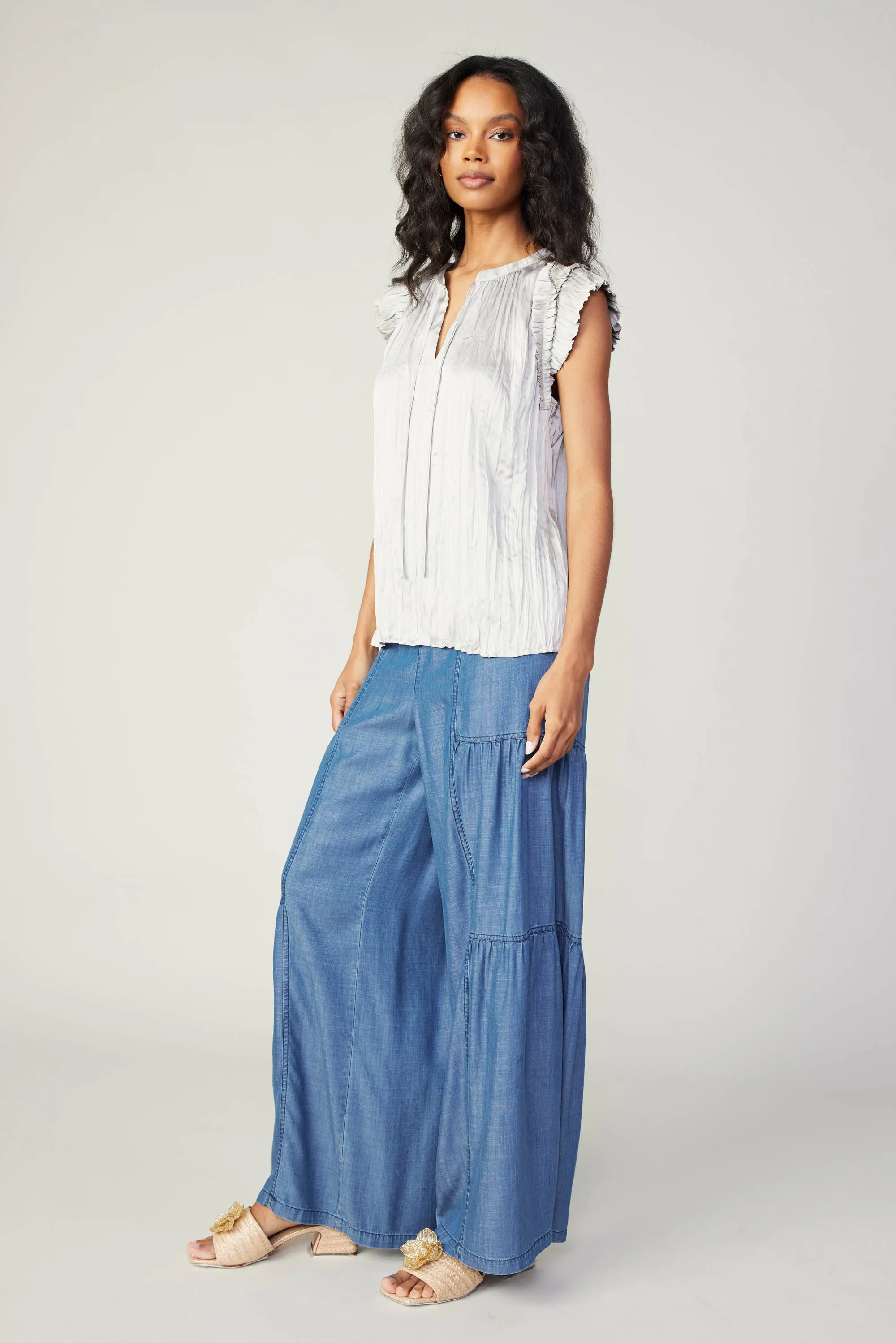 Crinkled Flutter Sleeve Top sold by Current Air product image thumbnail 3