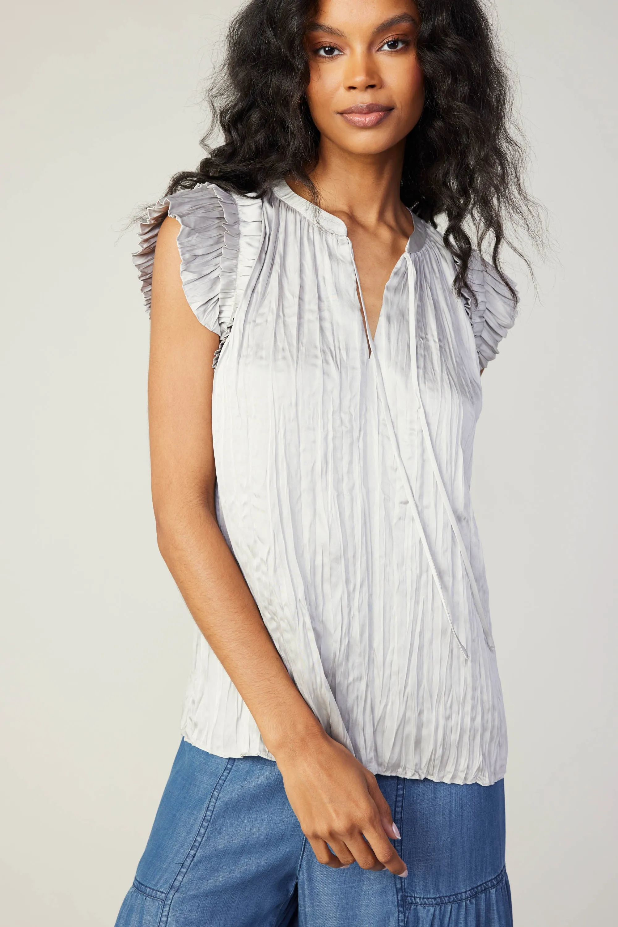 Crinkled Flutter Sleeve Top sold by Current Air product image thumbnail 2