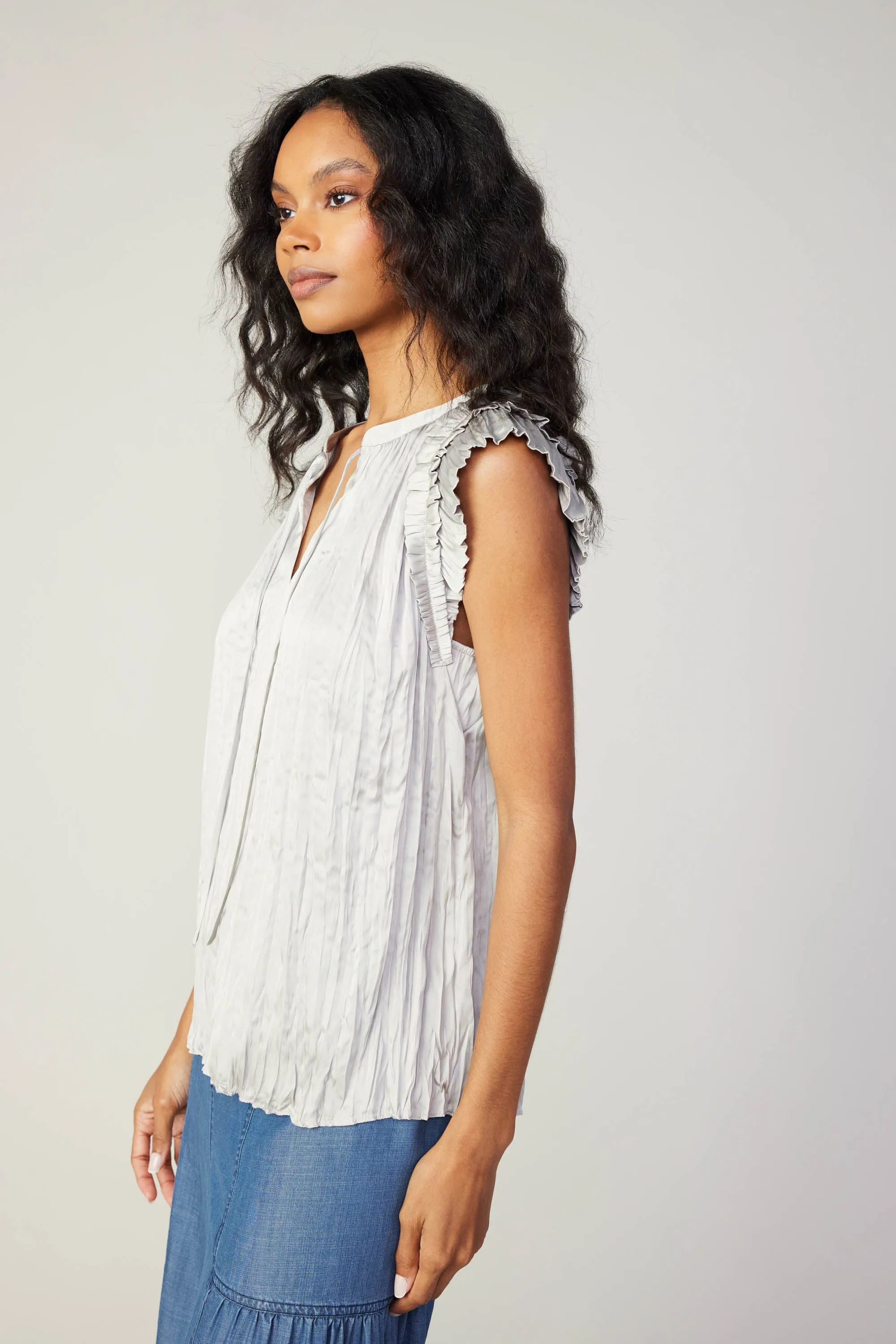 Crinkled Flutter Sleeve Top sold by Current Air product image thumbnail 4