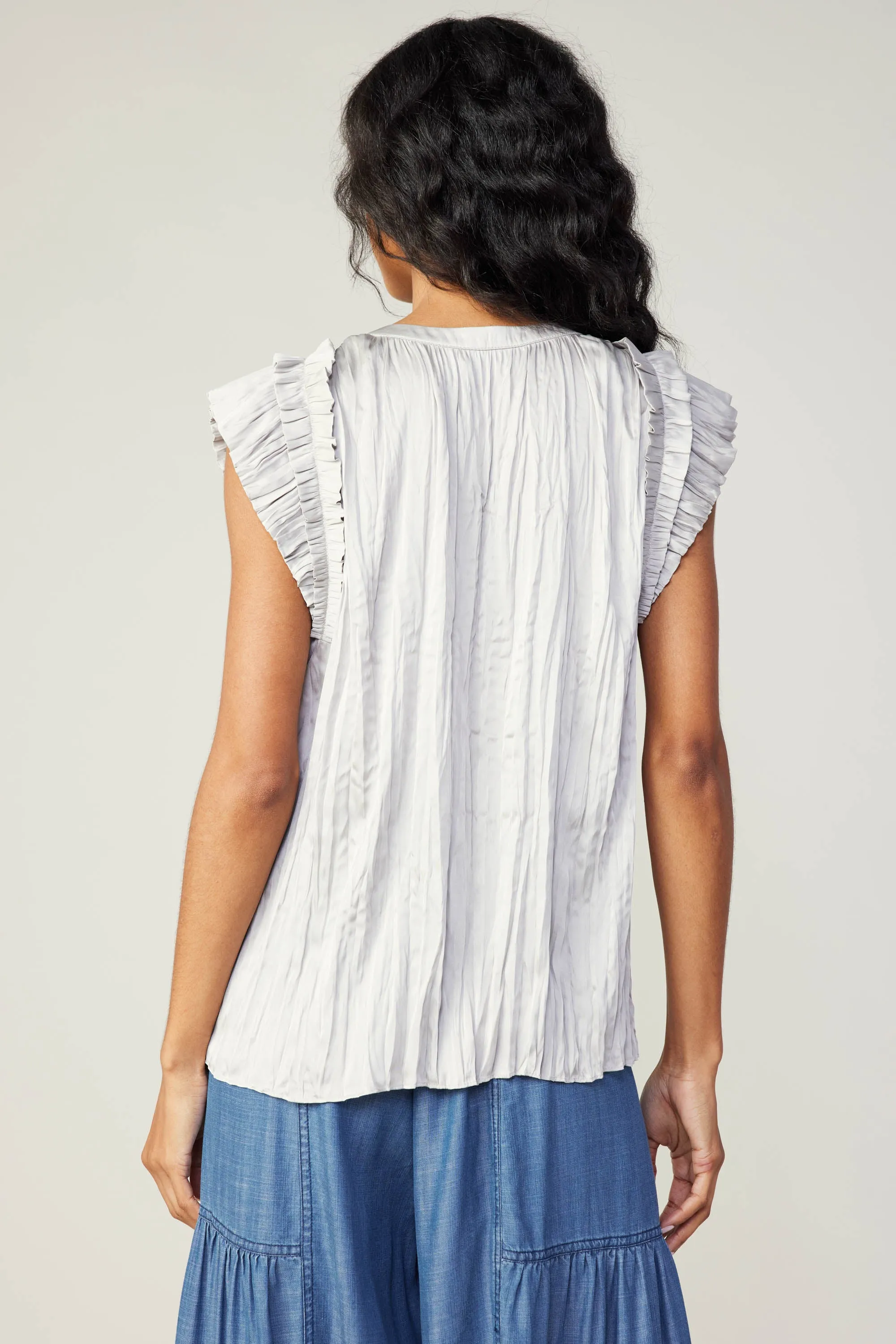 Crinkled Flutter Sleeve Top sold by Current Air product image thumbnail 5