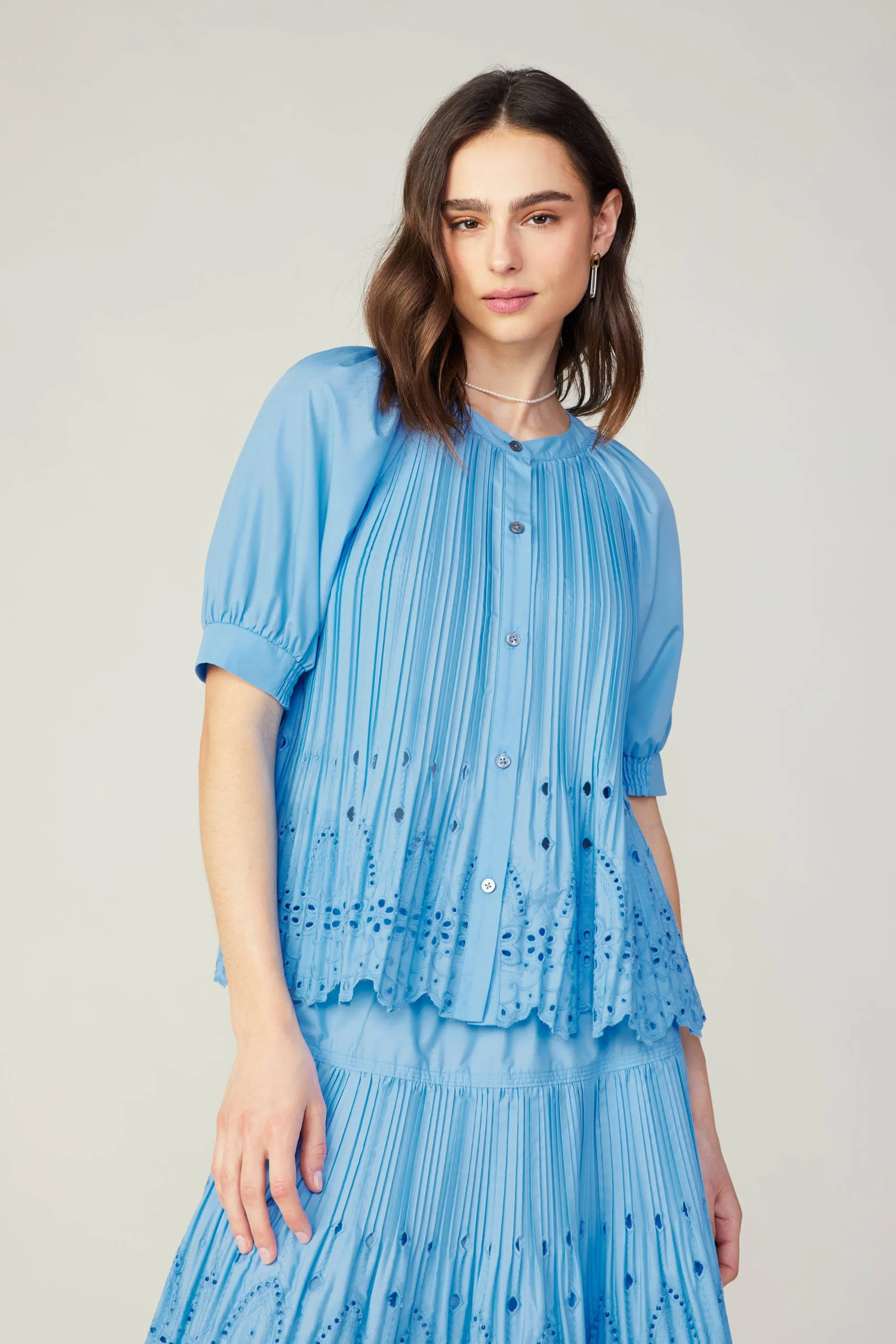 Pleated Eyelet Blouse sold by Current Air