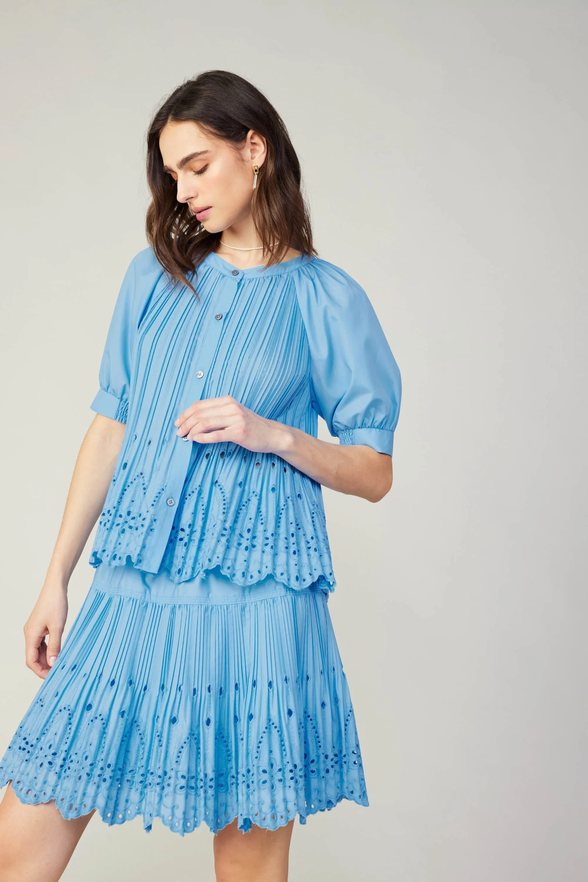 Pleated Eyelet Blouse sold by Current Air product image thumbnail 4