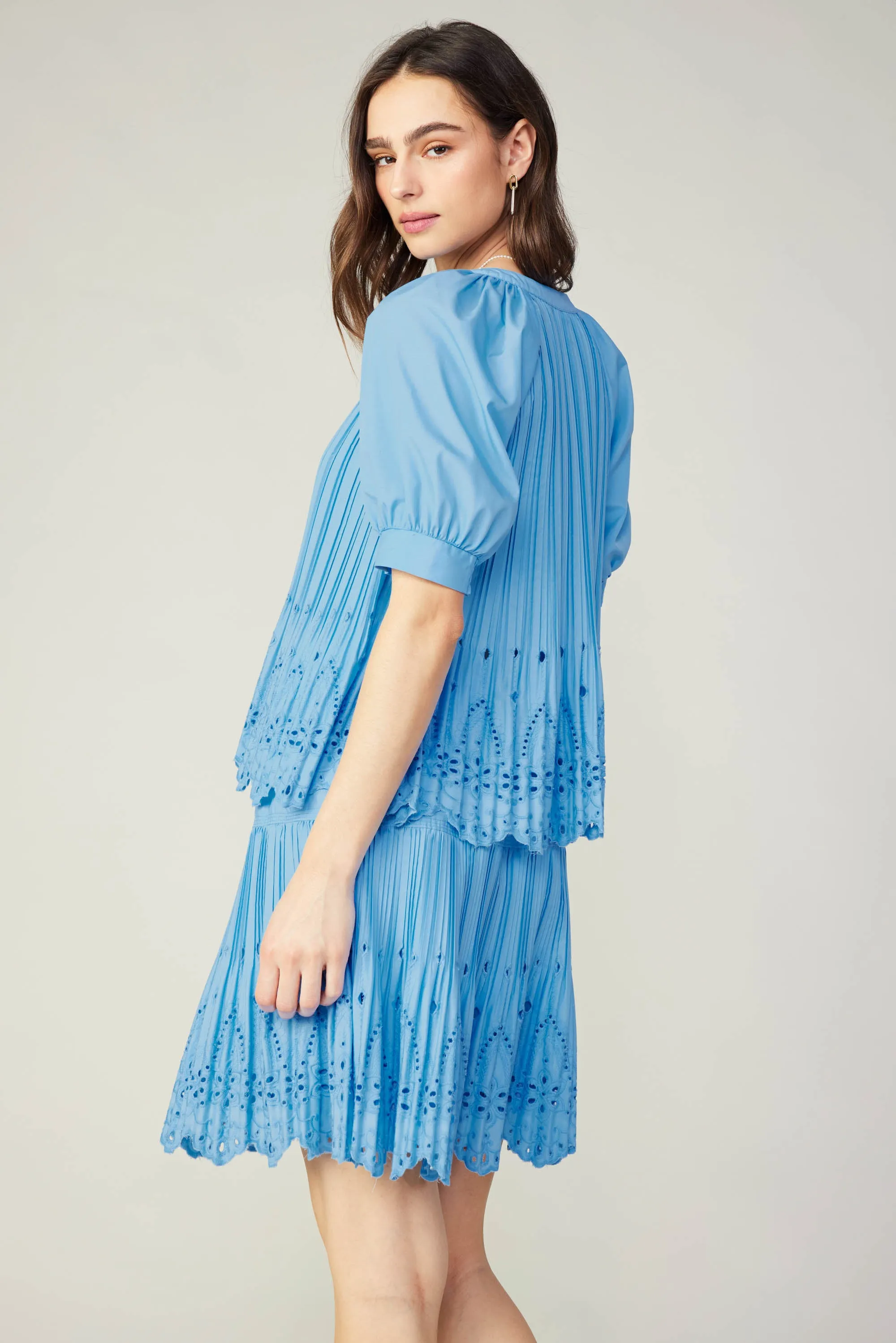 Pleated Eyelet Blouse sold by Current Air product image thumbnail 3