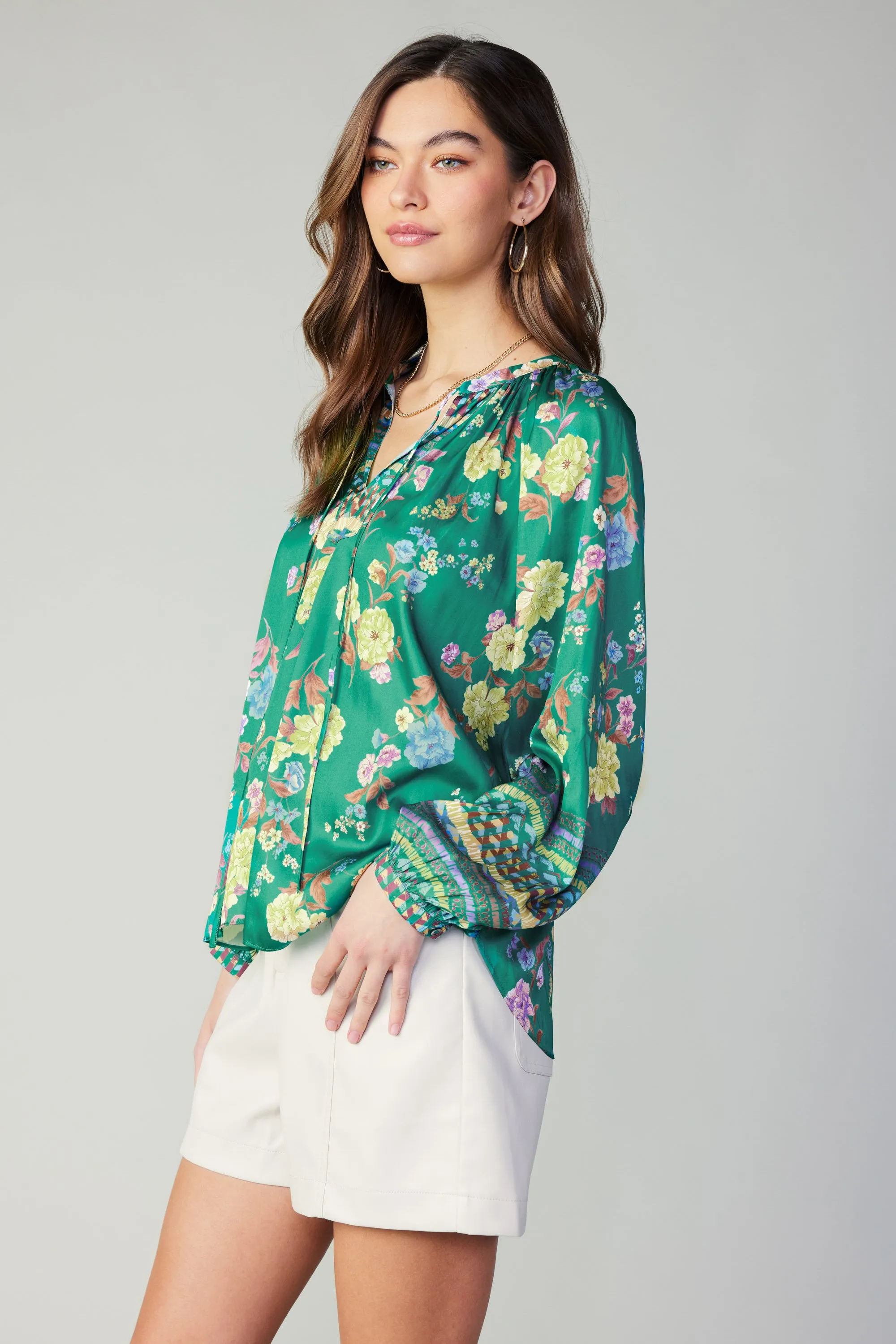Floral Motif Tieneck Blouse sold by Current Air product image thumbnail 3