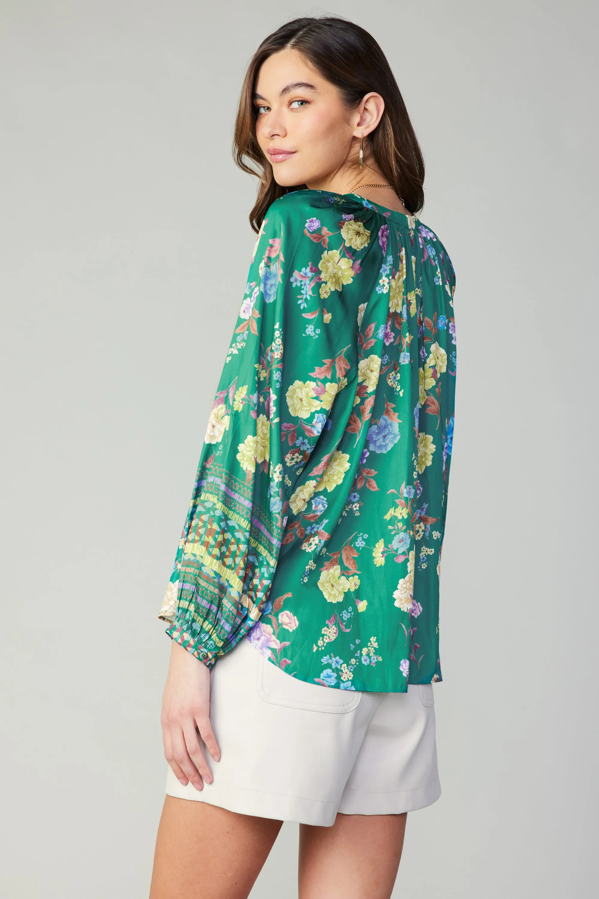 Floral Motif Tieneck Blouse sold by Current Air product image thumbnail 4