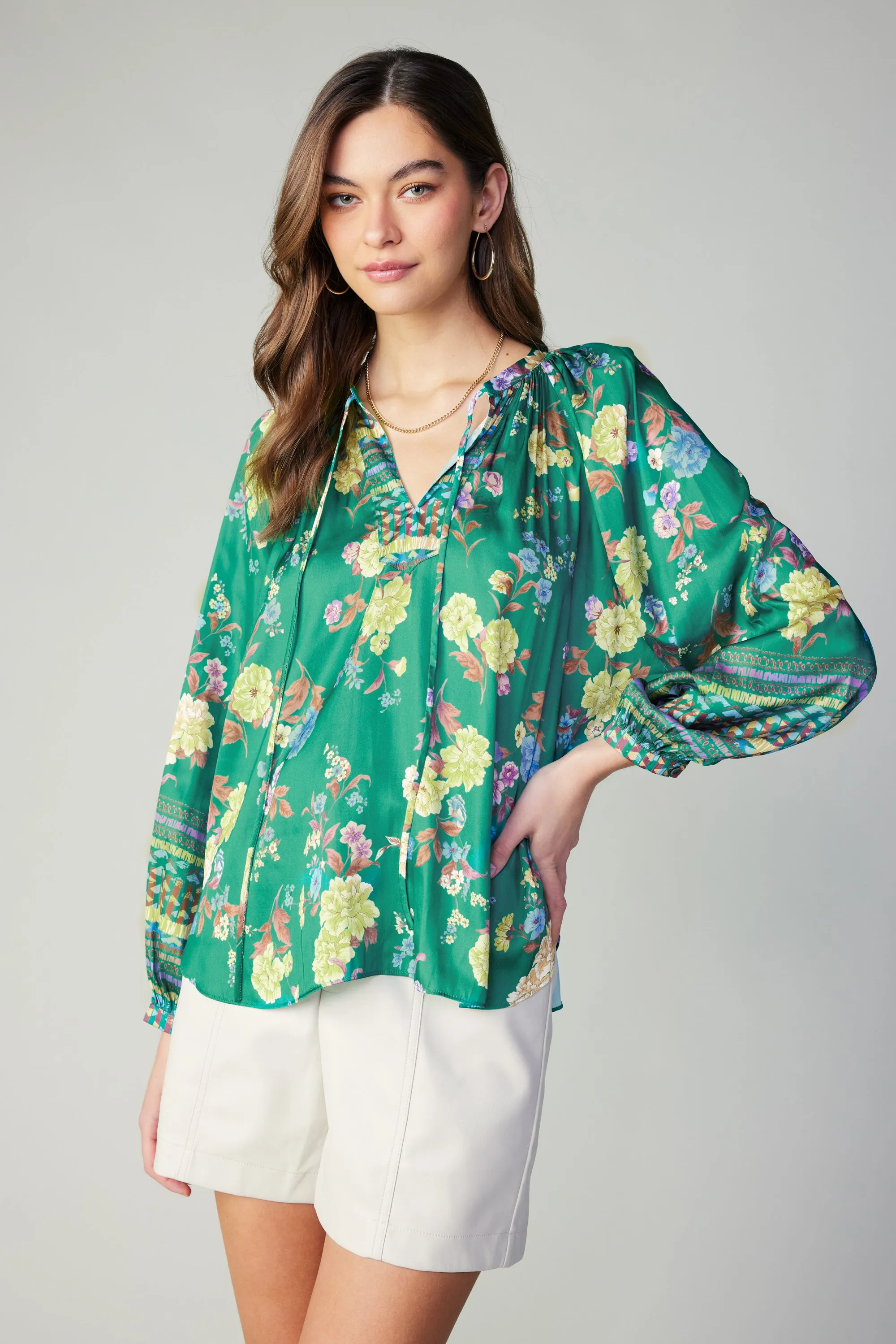 Floral Motif Tieneck Blouse sold by Current Air product image thumbnail 2