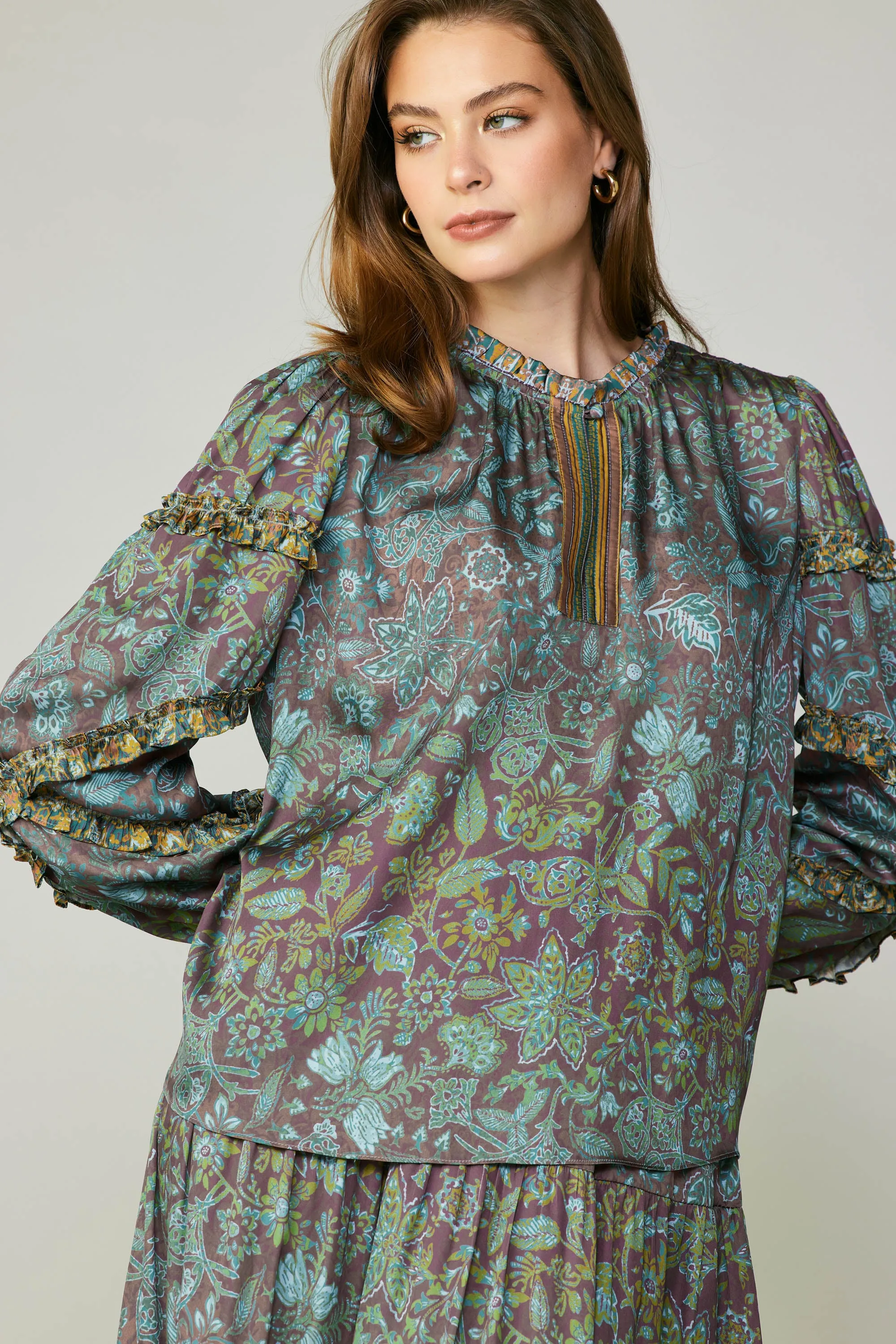 Border Printed Floral Blouse sold by Current Air product image thumbnail 3