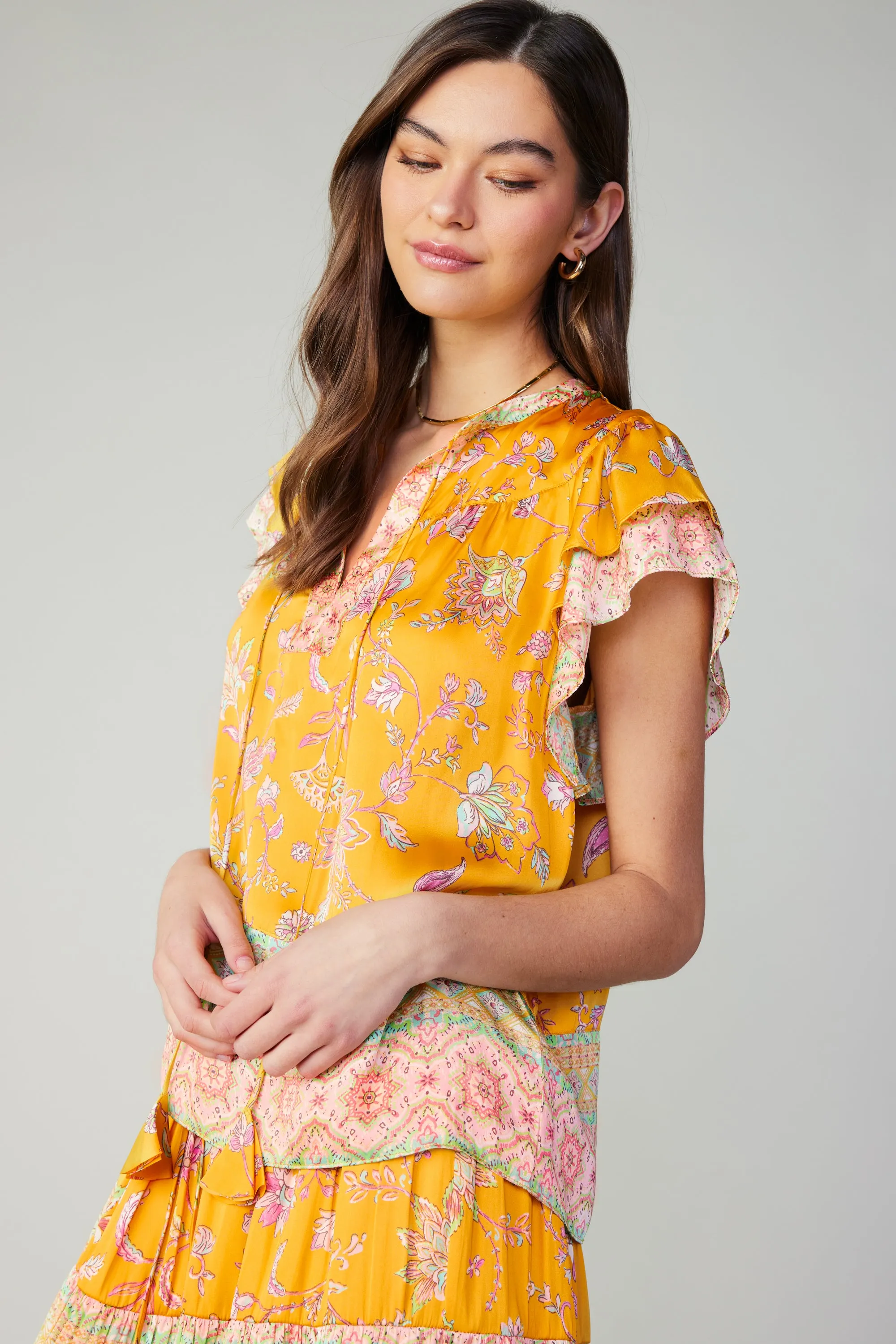 Floral Border Print Blouse sold by Current Air product image thumbnail 4